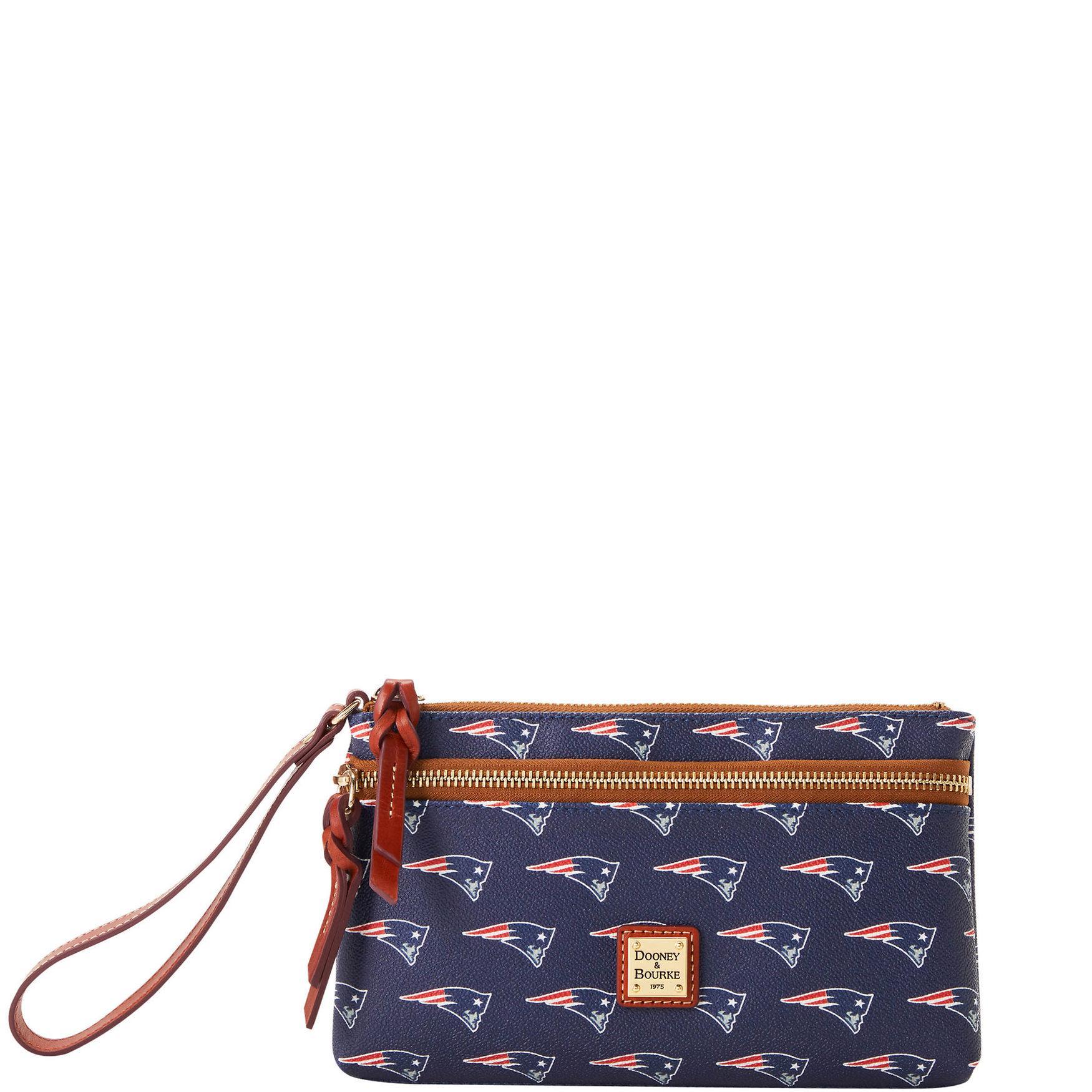Dooney & Bourke Womens NFL Patriots Double Zip Coated Cotton Wristlet in White Multi Product Image