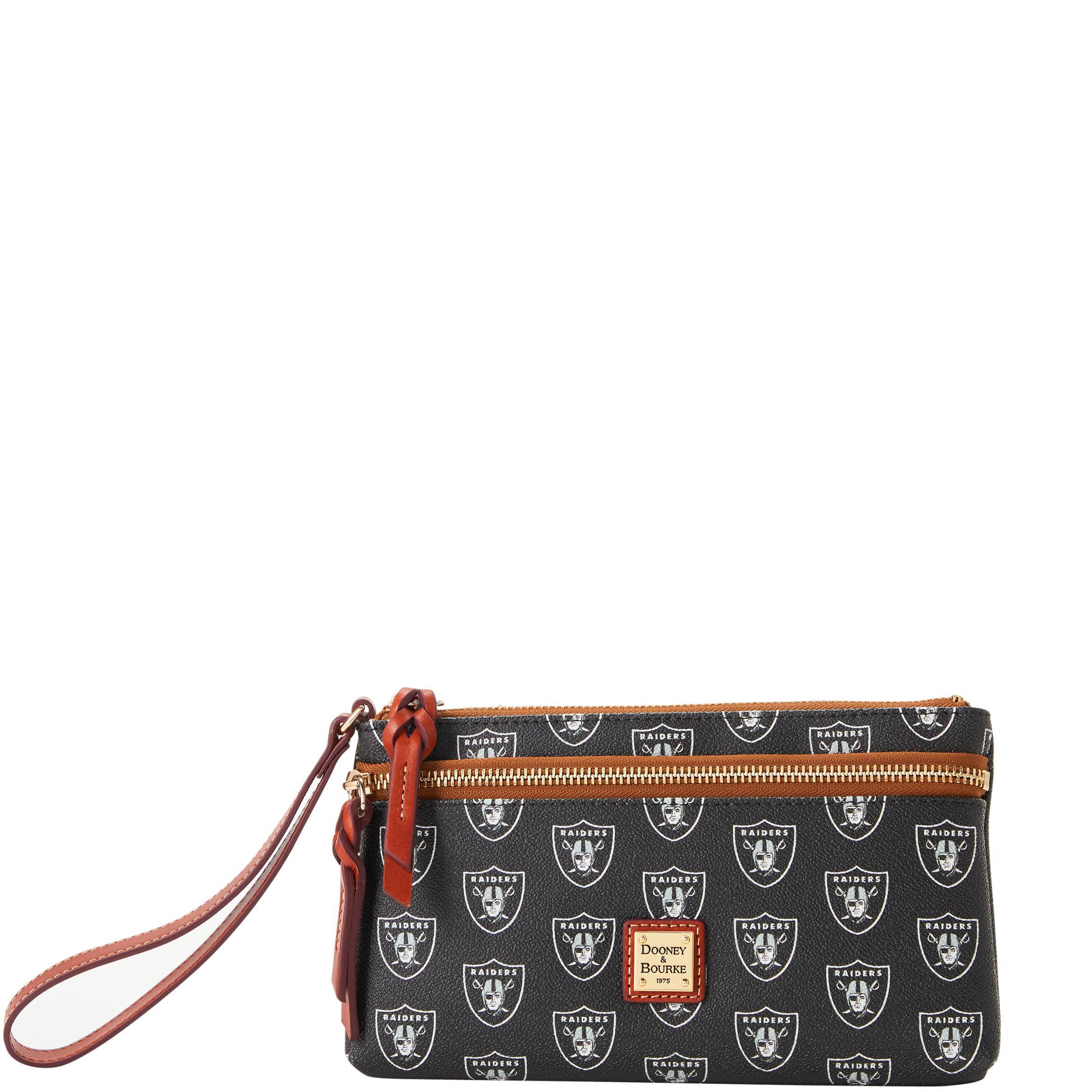 Dooney & Bourke Womens NFL Raiders Double Zip Coated Cotton Wristlet in White Multi Product Image