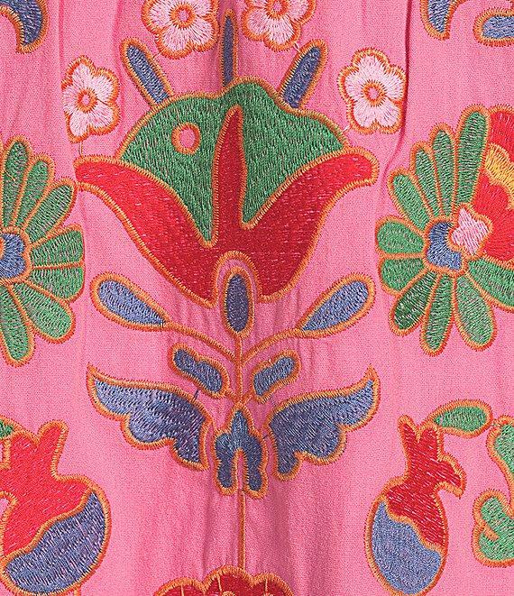 J.Marie Landon Embroidery Square Neck Sleeveless Midi A-Line Dress Product Image