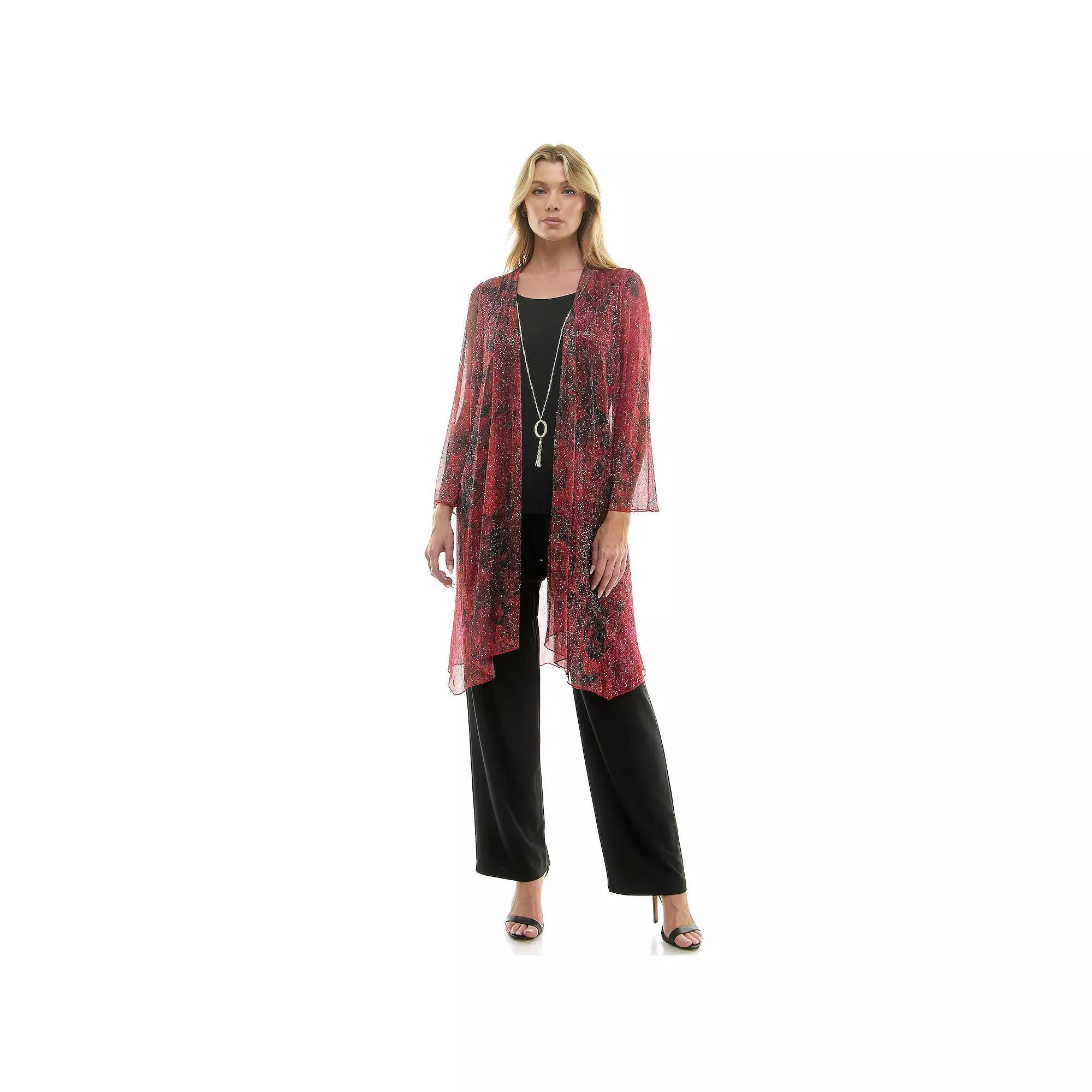 Women's Luxology 2Fer Pant Set With Attached Tank And Detachable Necklace, Size: Small, Black Red Product Image