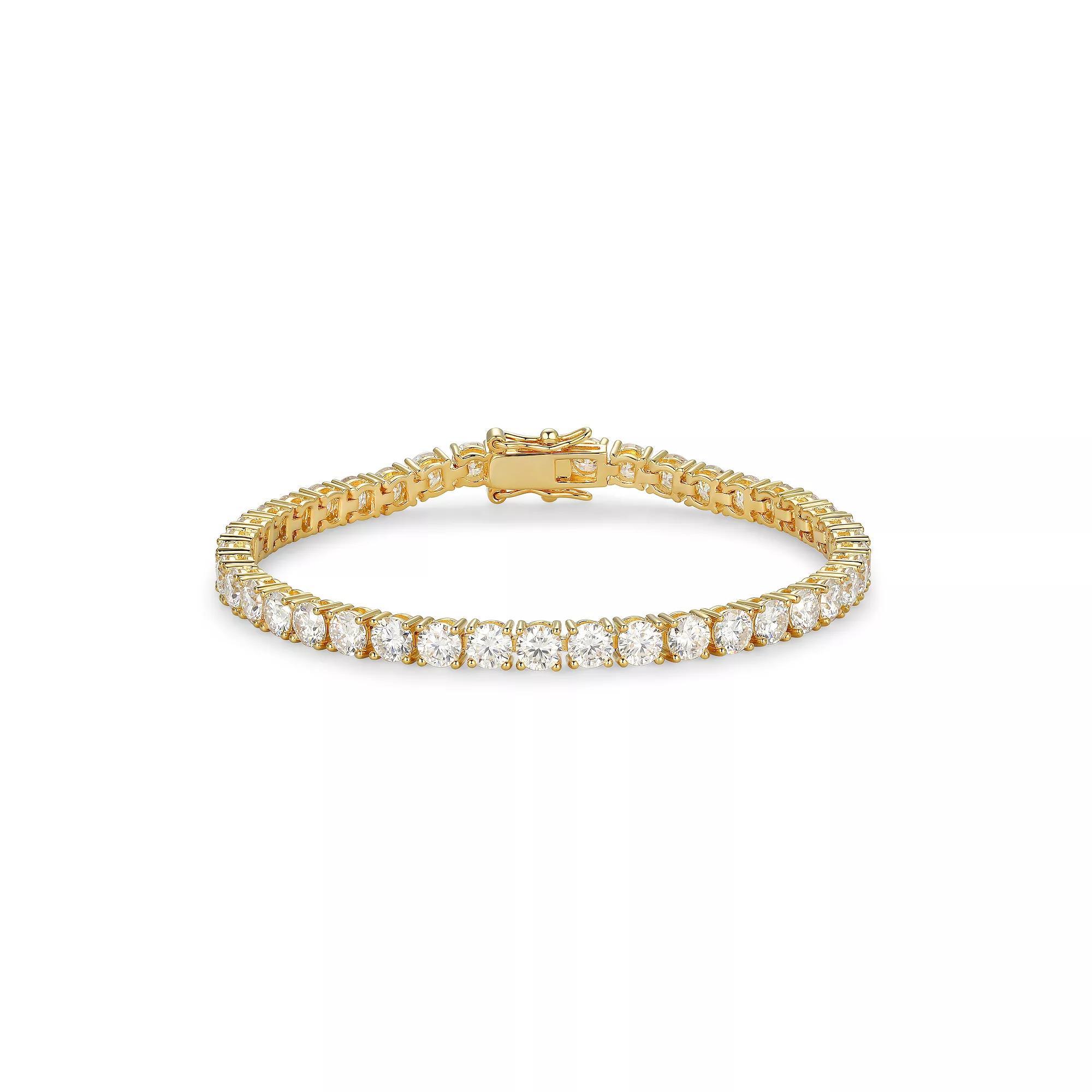 18k Gold Plated Silver Lab-Created Moissanite Tennis Bracelet, Women's, Size: 7", Gold Tone Product Image