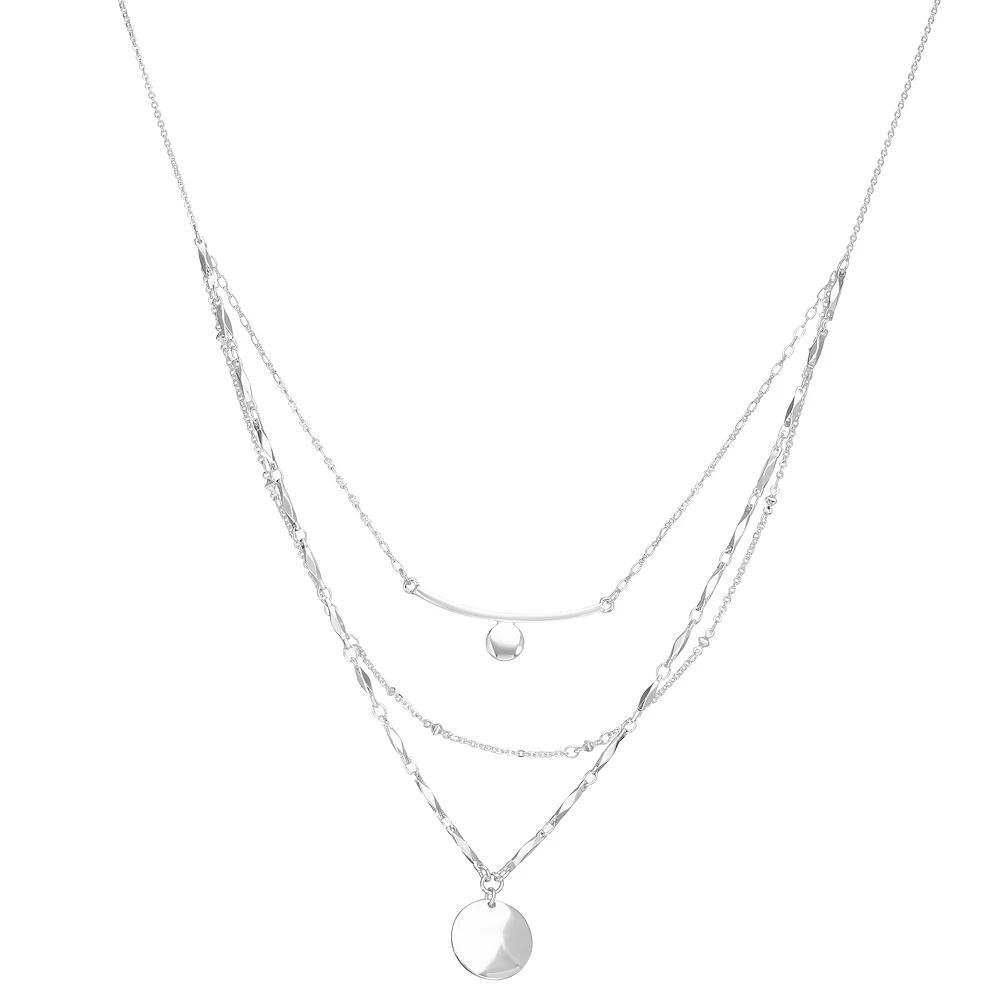 Nine West Multi-Row Circle Pendant Necklace, Women's, Silver Tone Product Image