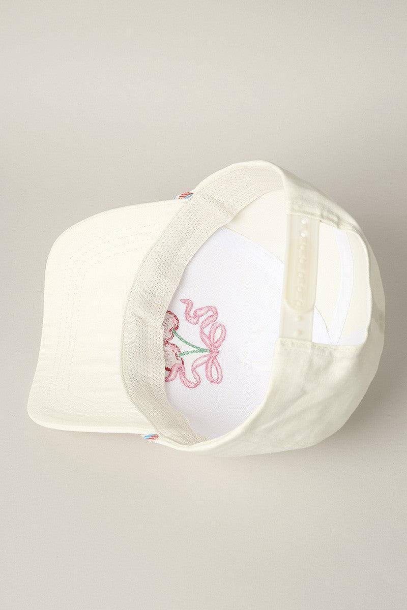 Cherry Ribbon Embroidery Trucker Hat Product Image