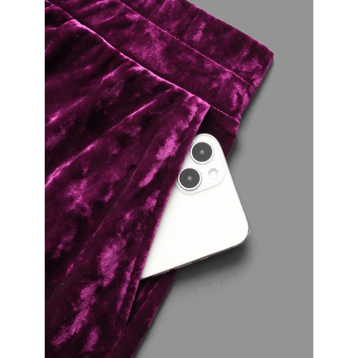 Plus Size Velvet Elastic Waist Skirt Women Deeppurplered Elegant Loose Medium stretch Slanted pocket Everyday Skirts BloomChic 28/5X Product Image