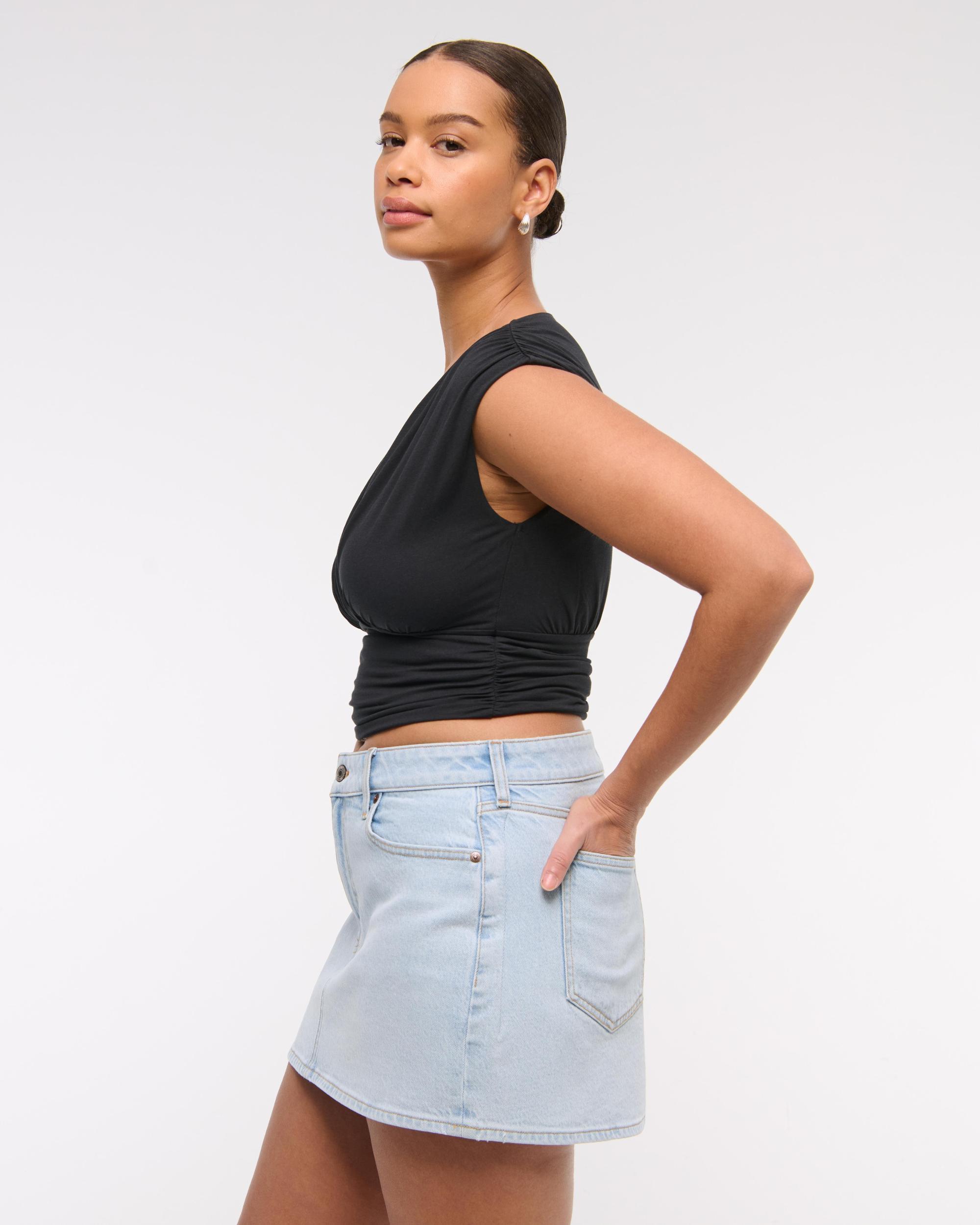 Curve Love Mid Rise Denim Mini Skirt Product Image