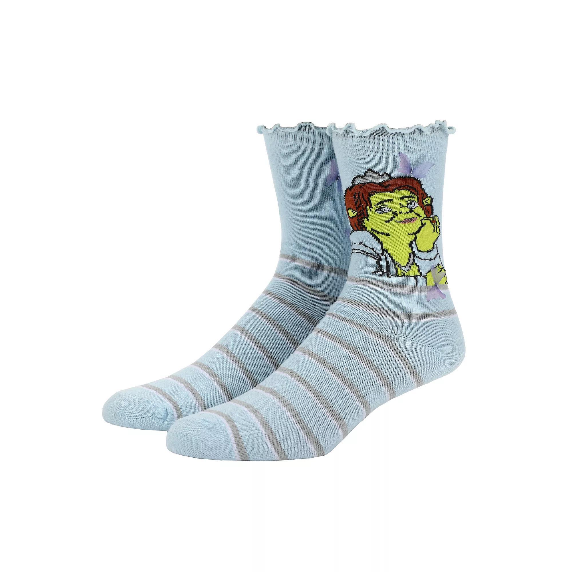 Women's Shrek & Fiona Crew Socks, Size: 5-10, Multi Product Image