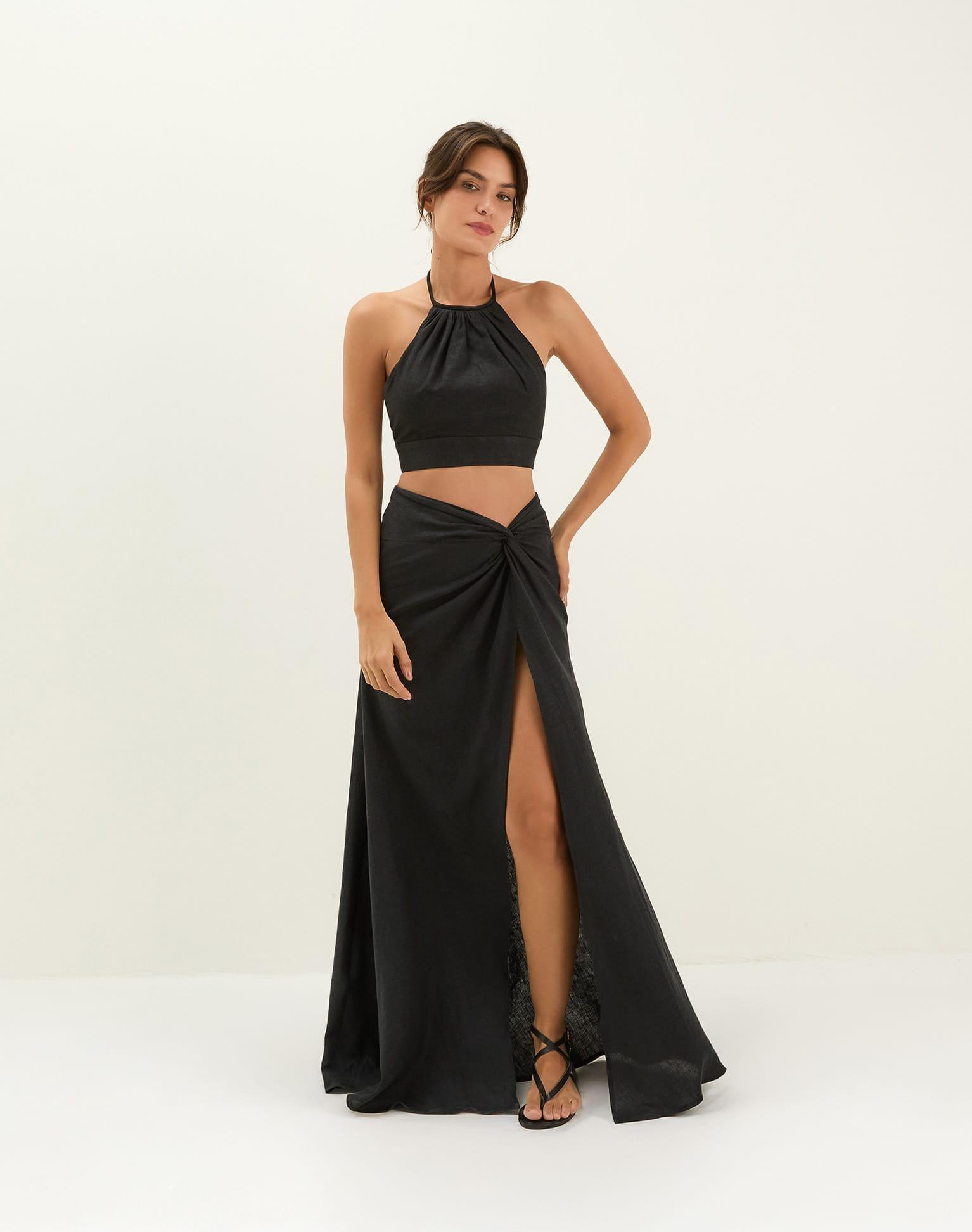 Ibiza High Neck Halter Top - Black Product Image