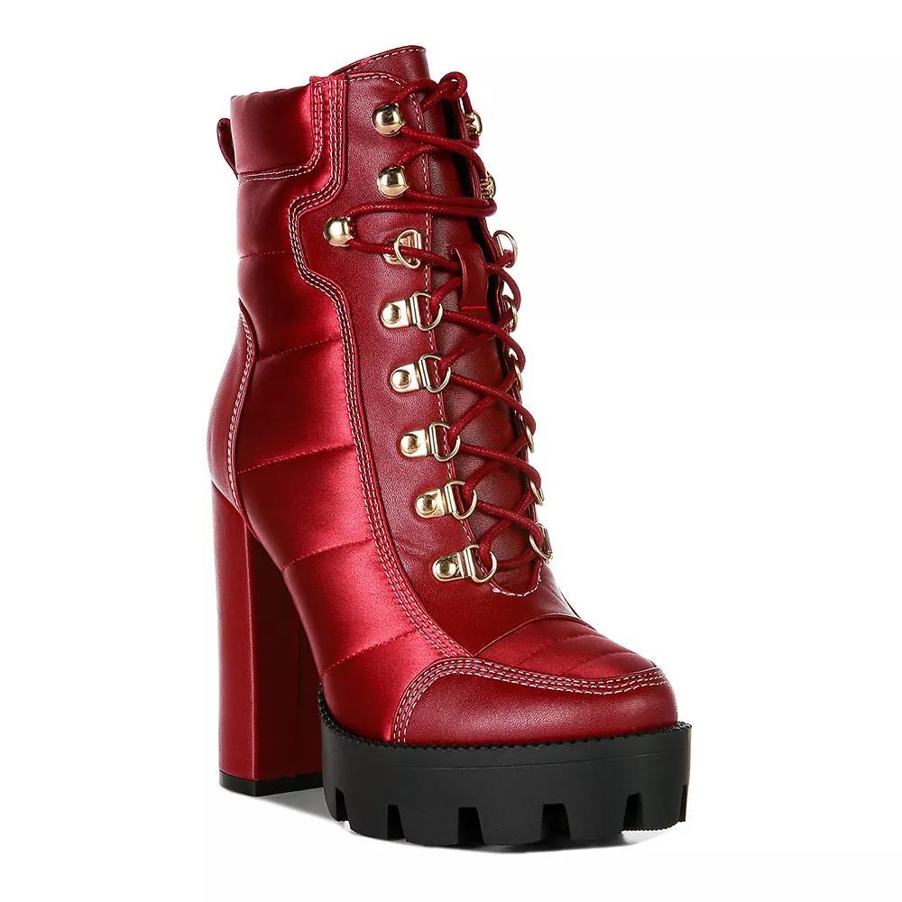 London Rag Scotch Women's Block Heel Ankle Boots, Size: 9, Red Product Image