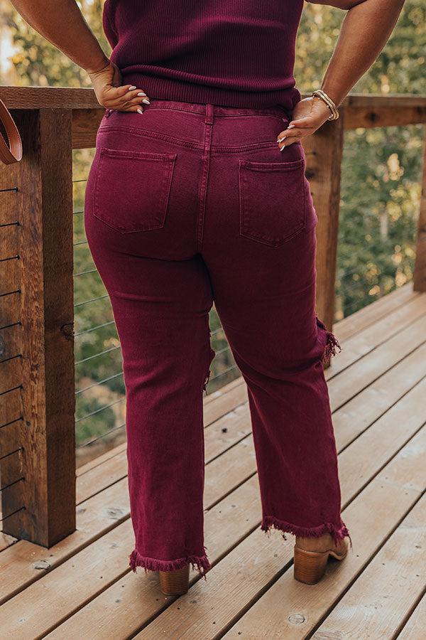 Cafe Hangout Ribbed Henley Top in Merlot Curves Product Image