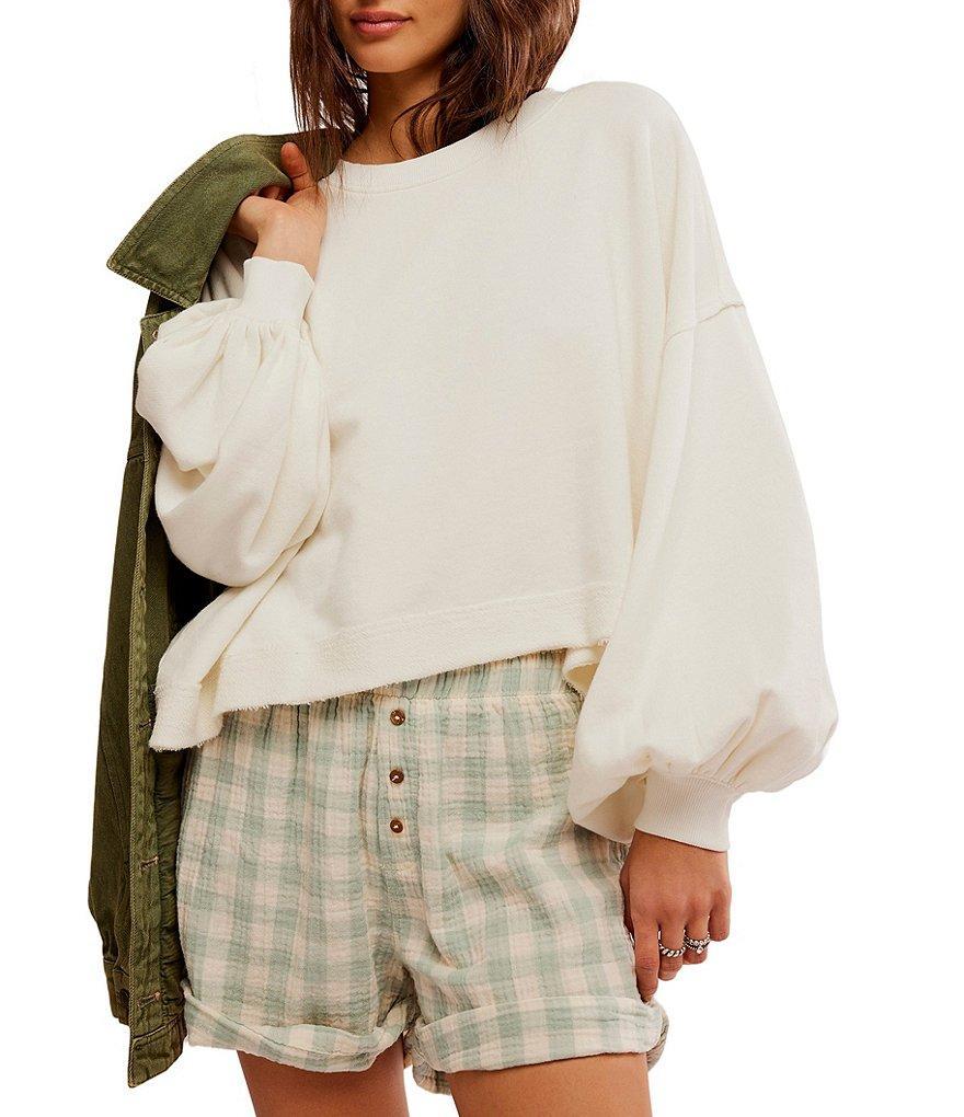 Free People Trish Crew Neck Long Sleeve Sweatshirt Top Product Image