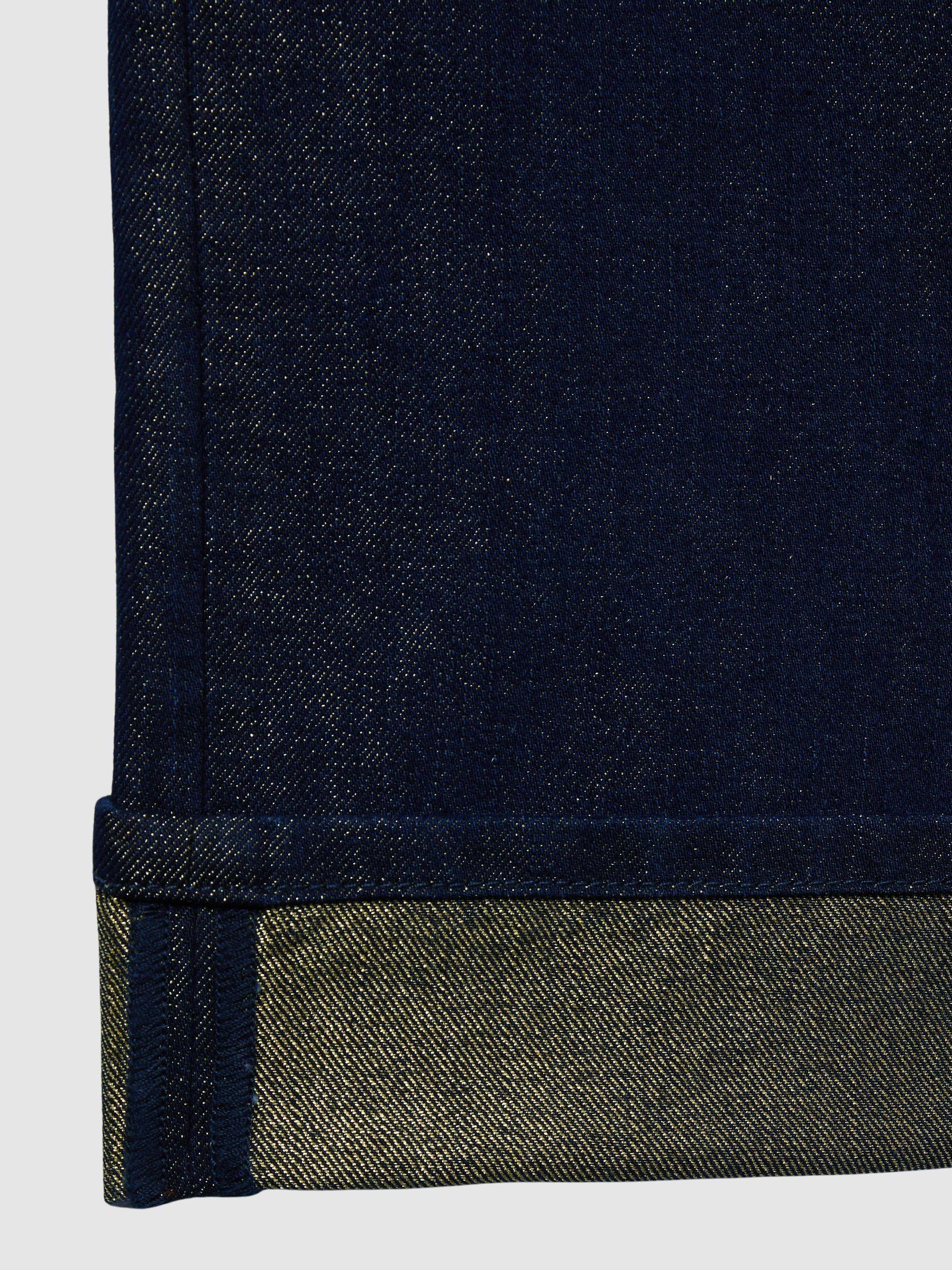 Slim-Leg Metallic-Thread Turn-Up Jeans in Indigo Product Image
