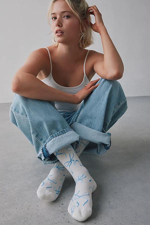 Bow Print Crew Sock Womens at Urban Outfitters Product Image