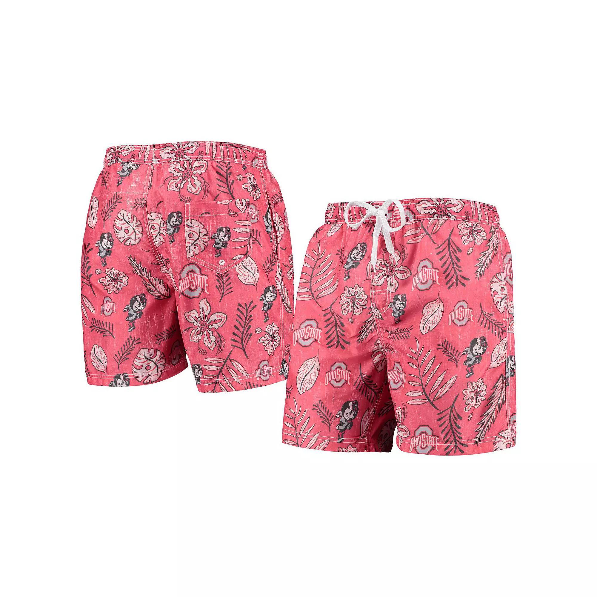 Mens Wes & Willy Scarlet Ohio State Buckeyes Vintage Floral Swim Trunks Product Image