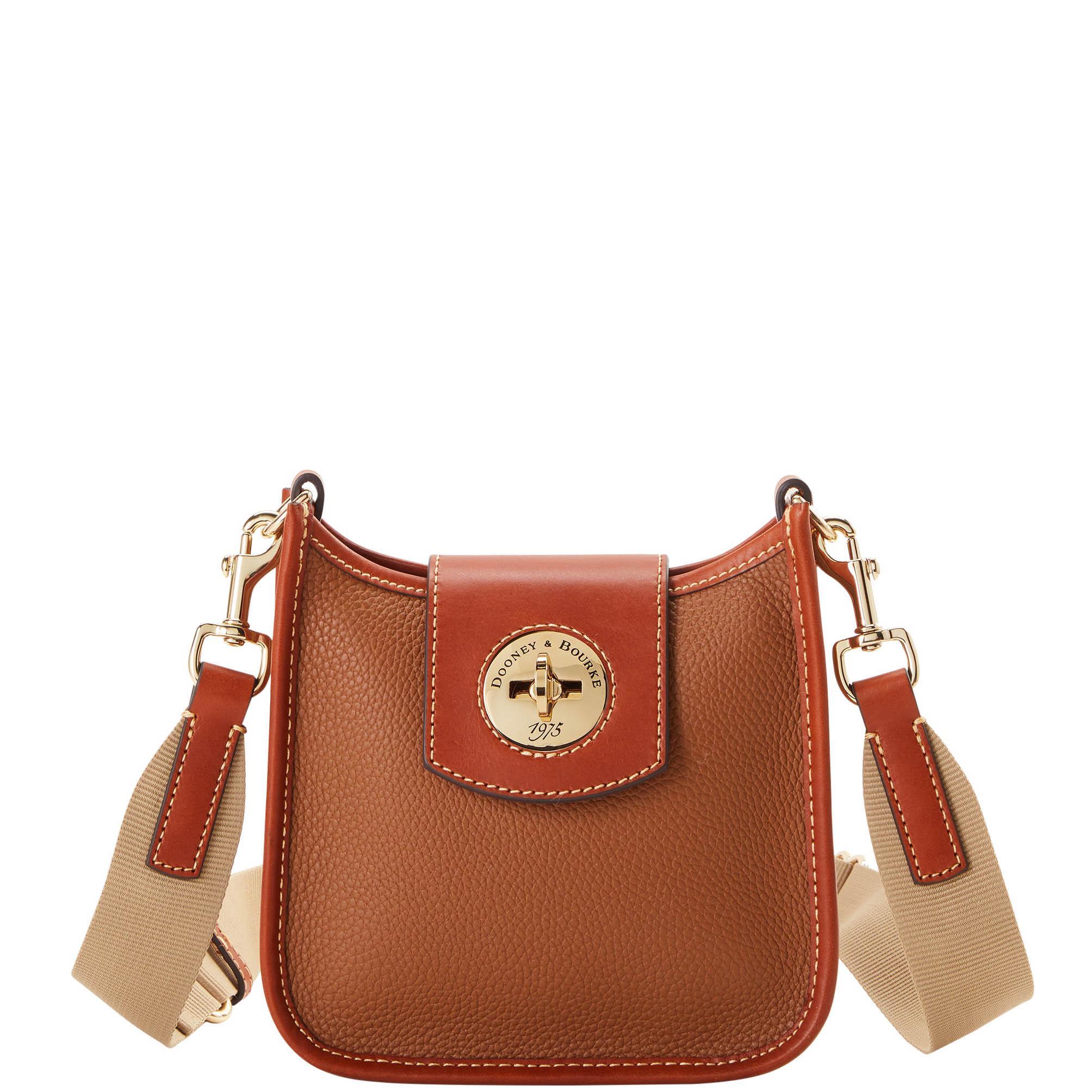 Dooney & Bourke Womens Pebble Turnlock Leather Messenger 20 Bag in Taupe Product Image