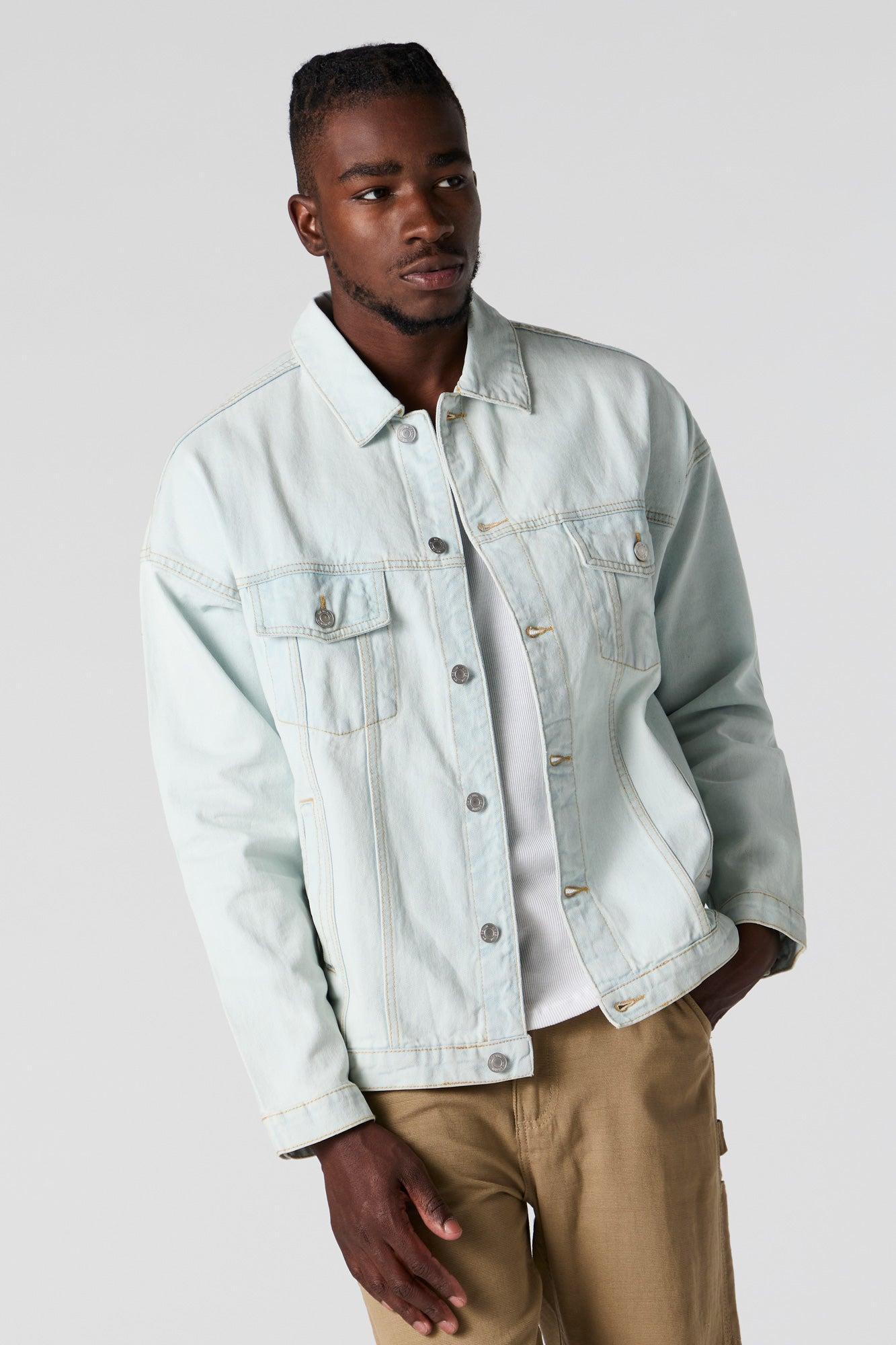 Acid Wash Denim Trucker Jacket Male Product Image