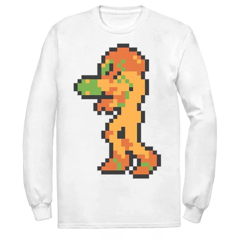 Men's Nintendo Samus Suit Colorful Pixelated Graphic Tee, Size: Small, White Product Image