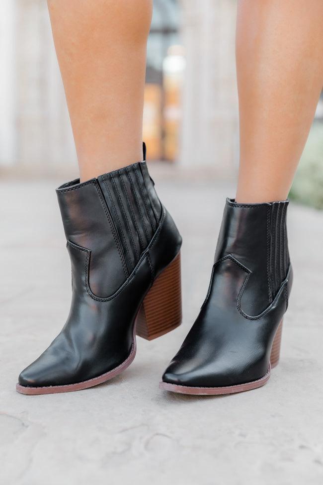 Cheyenne Black Pointed Toe Western Booties FINAL SALE Product Image