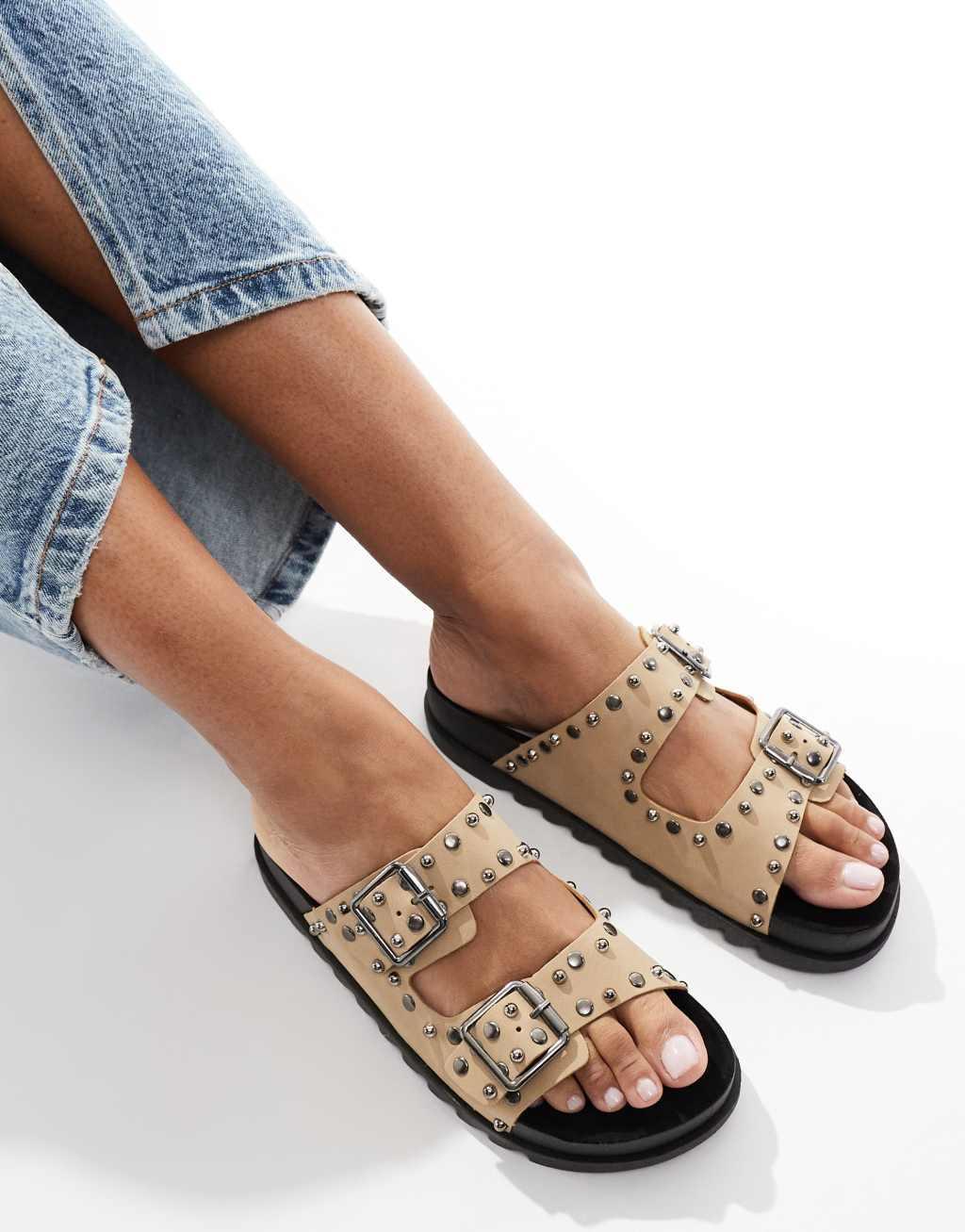 ASOS DESIGN Fantasy studded flat sandal Product Image