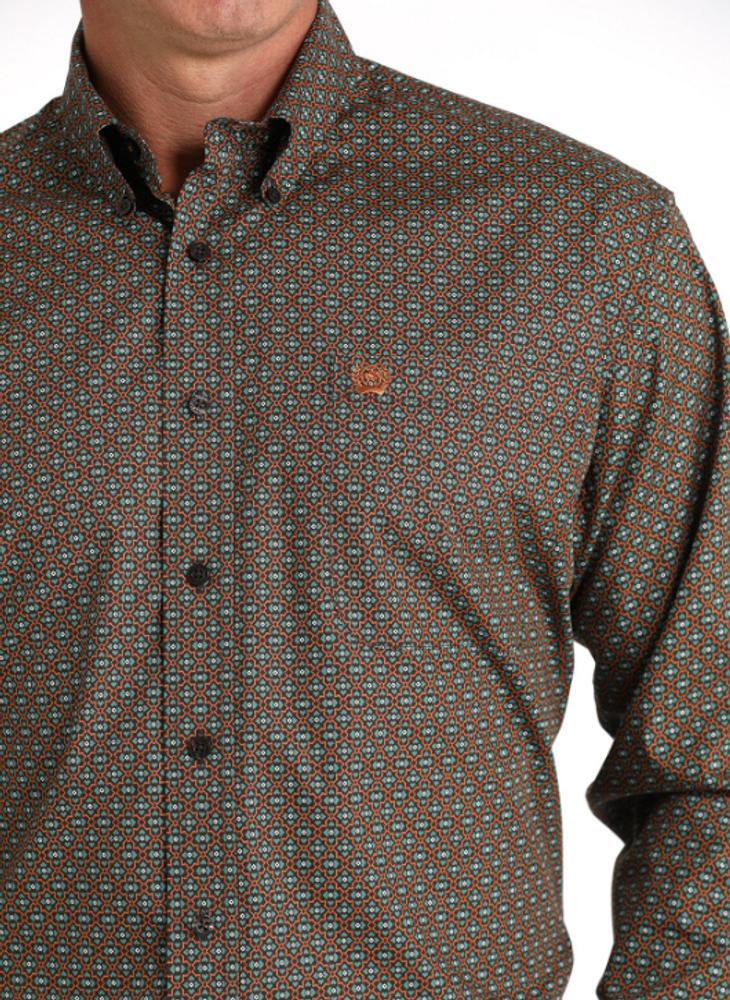 Cinch® Men's L/S Brown Geo Print Button Shirt Product Image