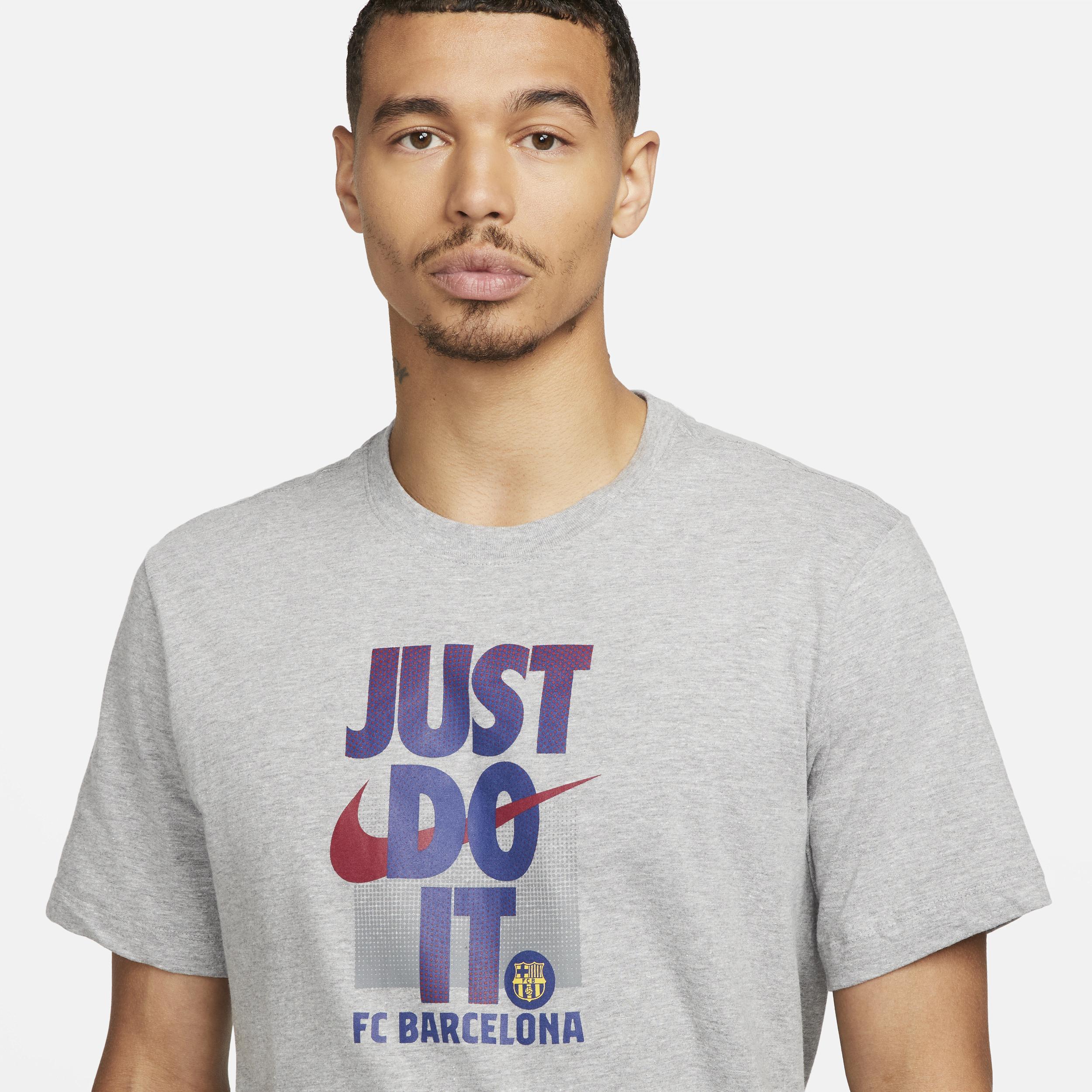 Men's Nike Gray Barcelona Just Do It T-Shirt, Size: Small, Bar Grey Product Image