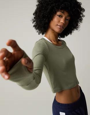 OFFLINE By Aerie Thumbs Up Ribbed Long Sleeve T-Shirt Product Image