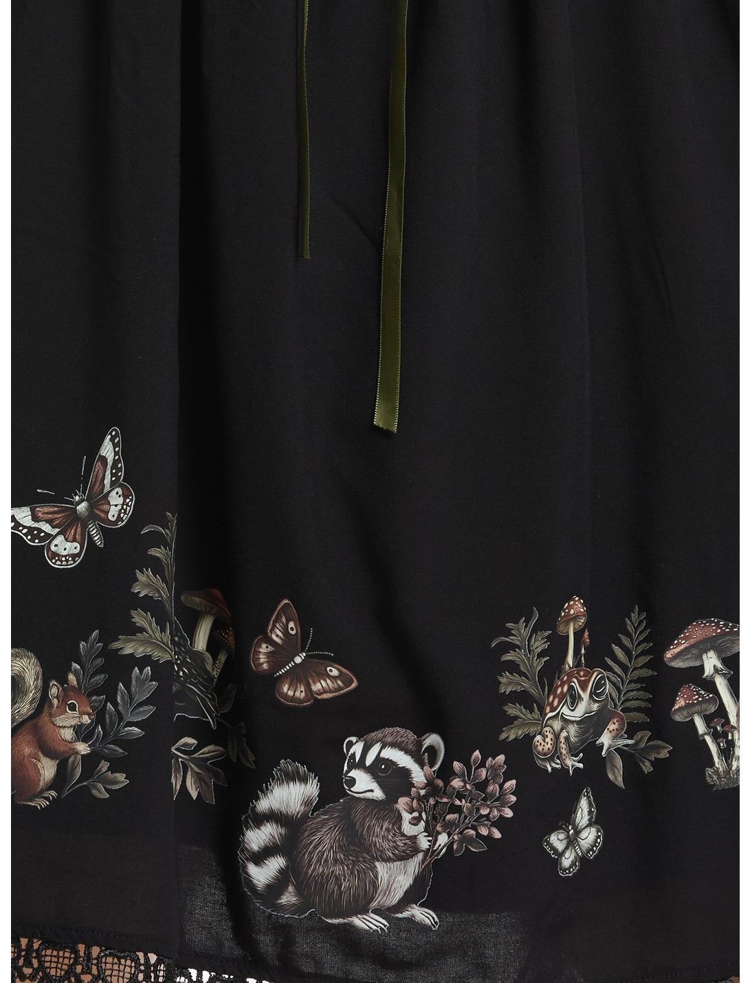 Thorn & Fable Woodland Critters Lace-Up Bell Sleeve Dress Plus Size Product Image