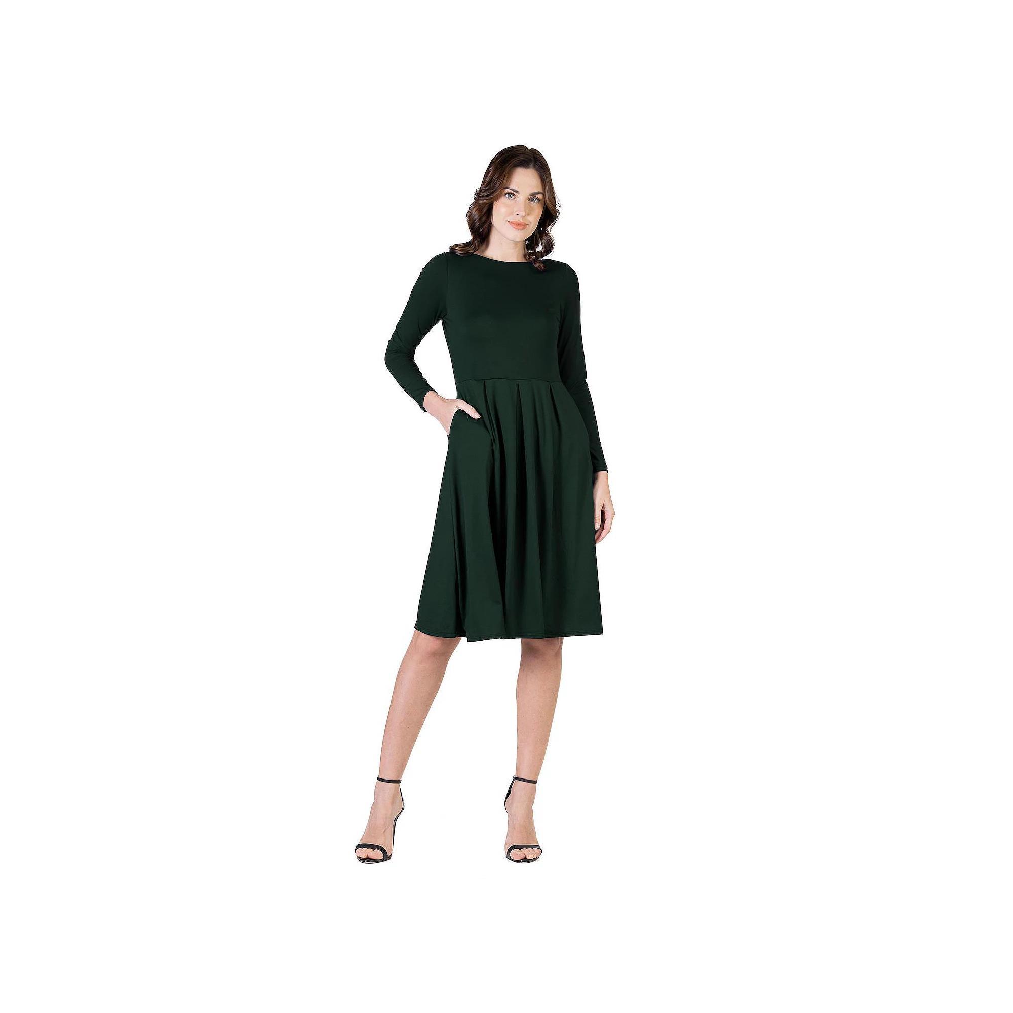 Women's 24Seven Comfort Apparel Fit & Flare Midi Dress, Size: Small, Red Product Image