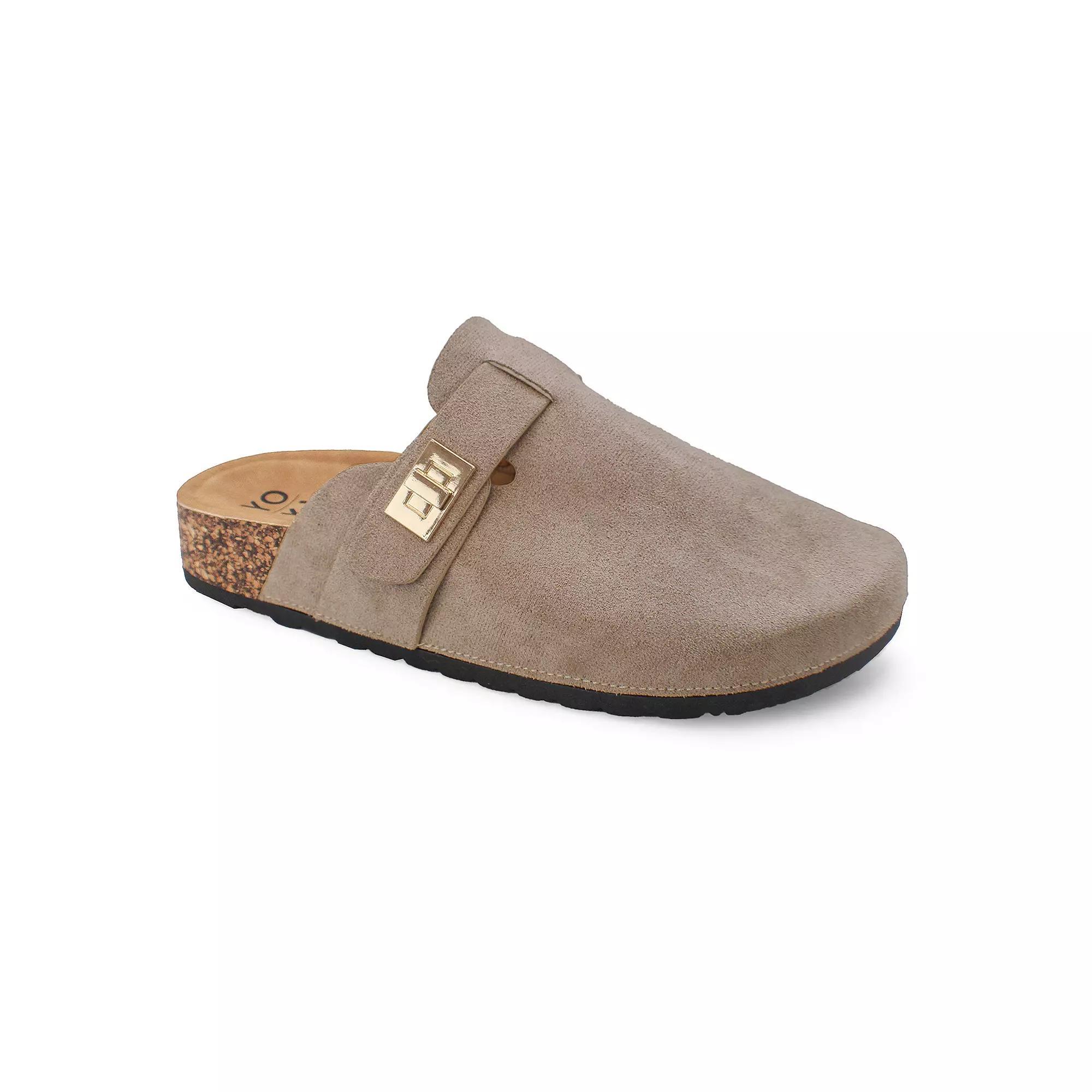 Yoki Gila-103 Womens Faux Suede Slip On Clogs Brown Product Image
