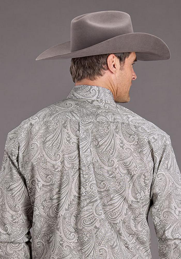 Stetson® Men's L/S Grey Paisley Print Button Shirt Product Image