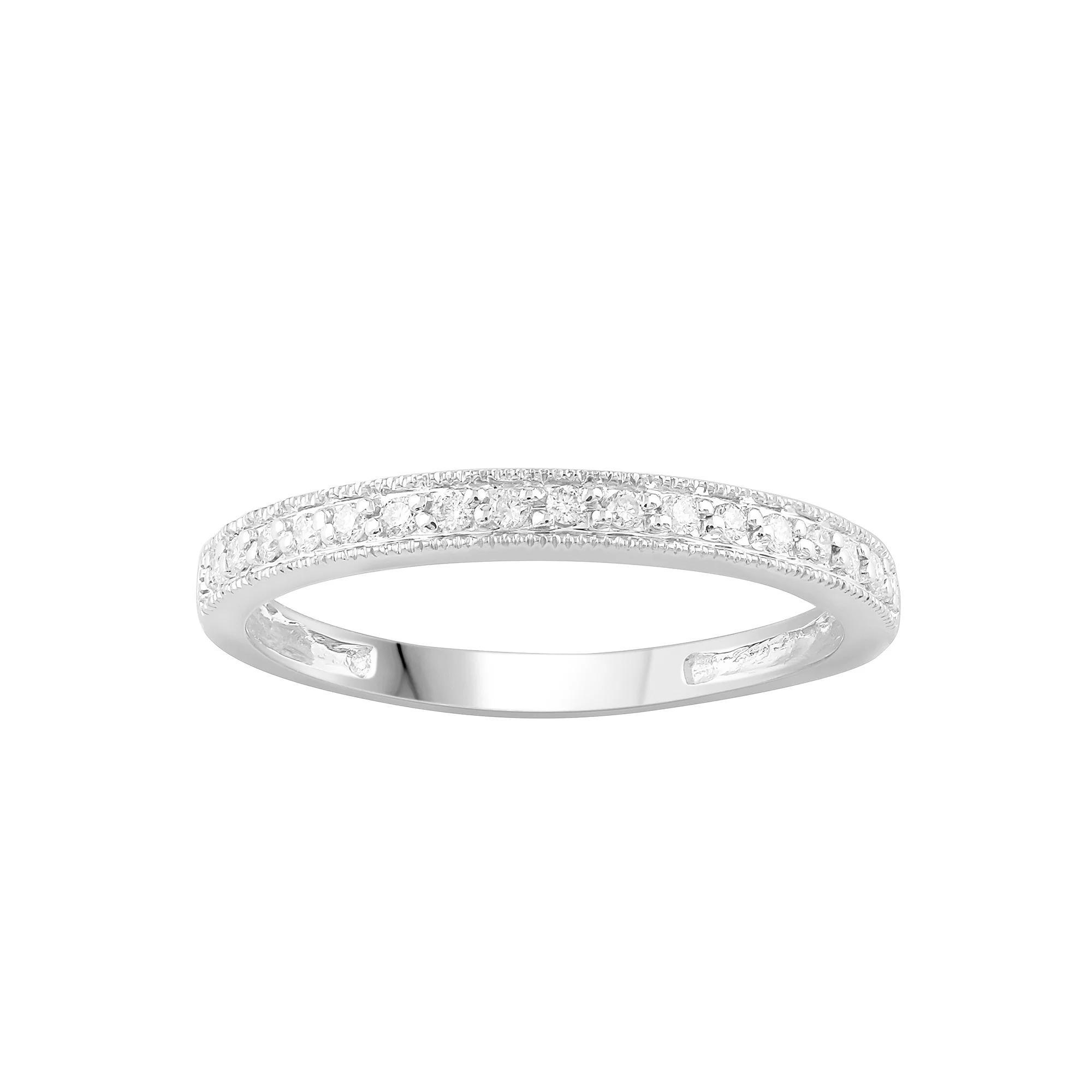 10k Gold 1/10 Carat T.W. Diamond Band Ring, Women's, Size: 6, Pink Product Image
