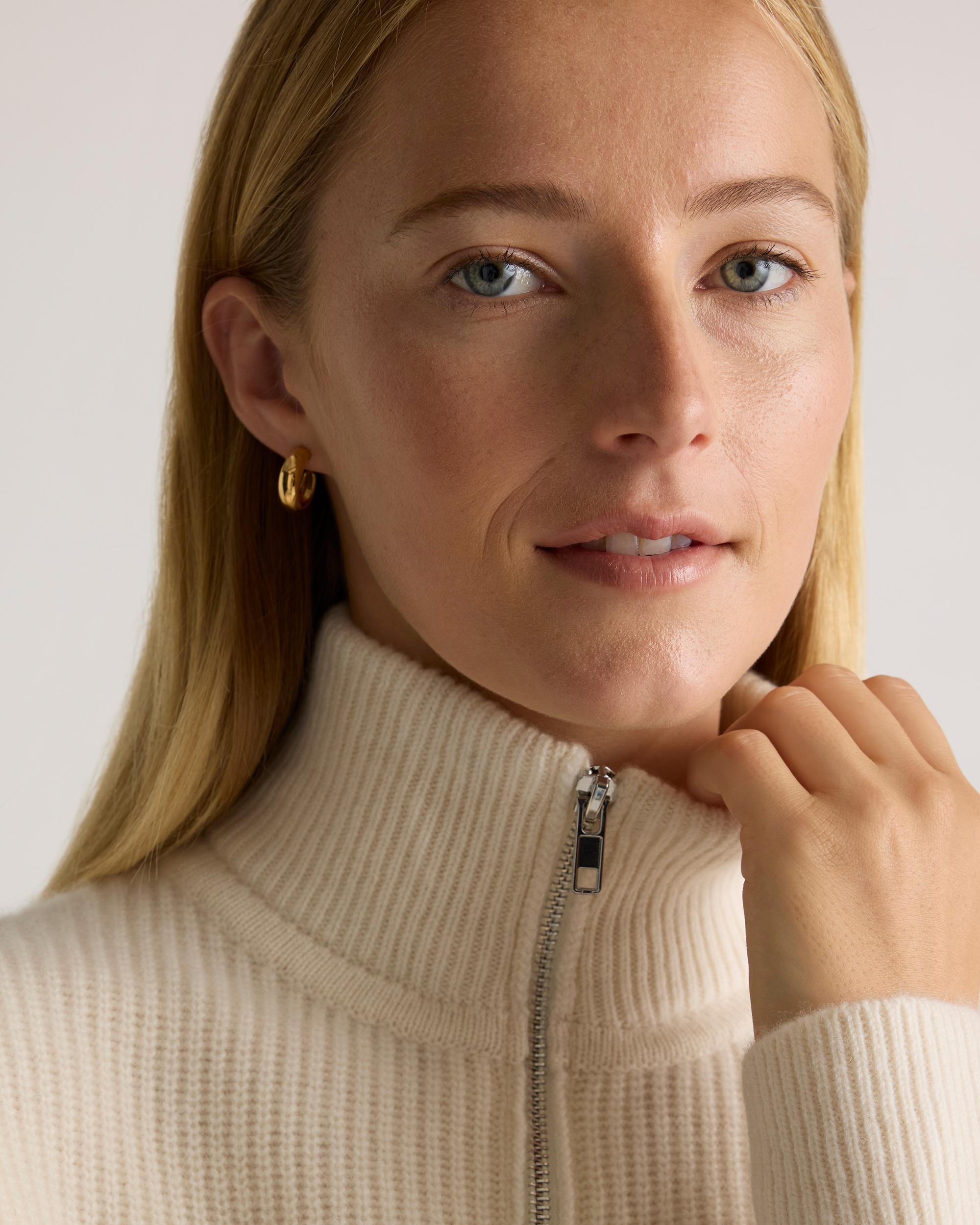 Quince | Women's Mongolian Cashmere Fisherman Quarter Zip Sweater Size XL Product Image