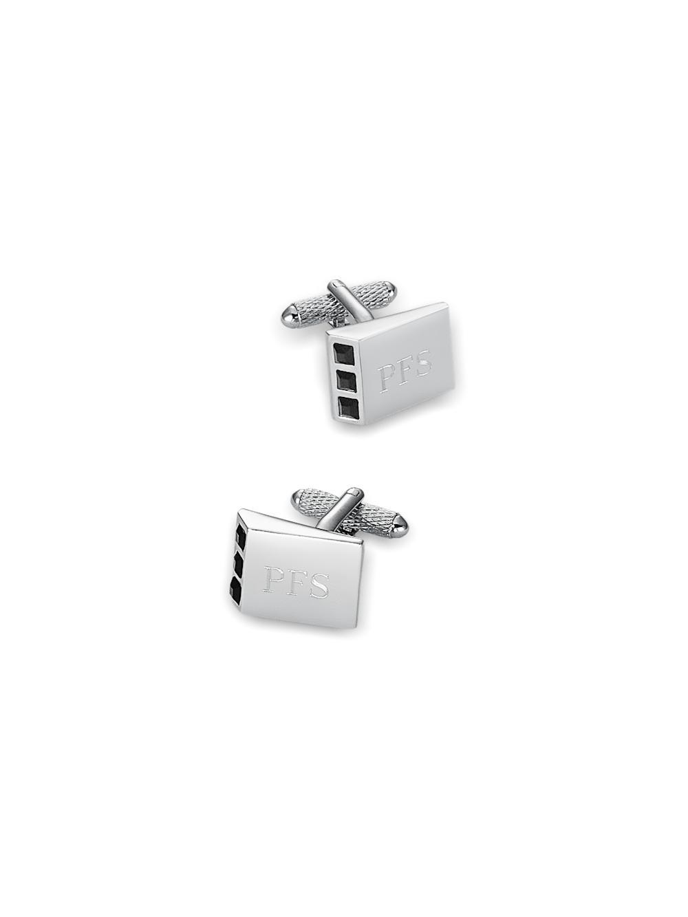 Crystal Side Engravable Cufflinks - Black Product Image