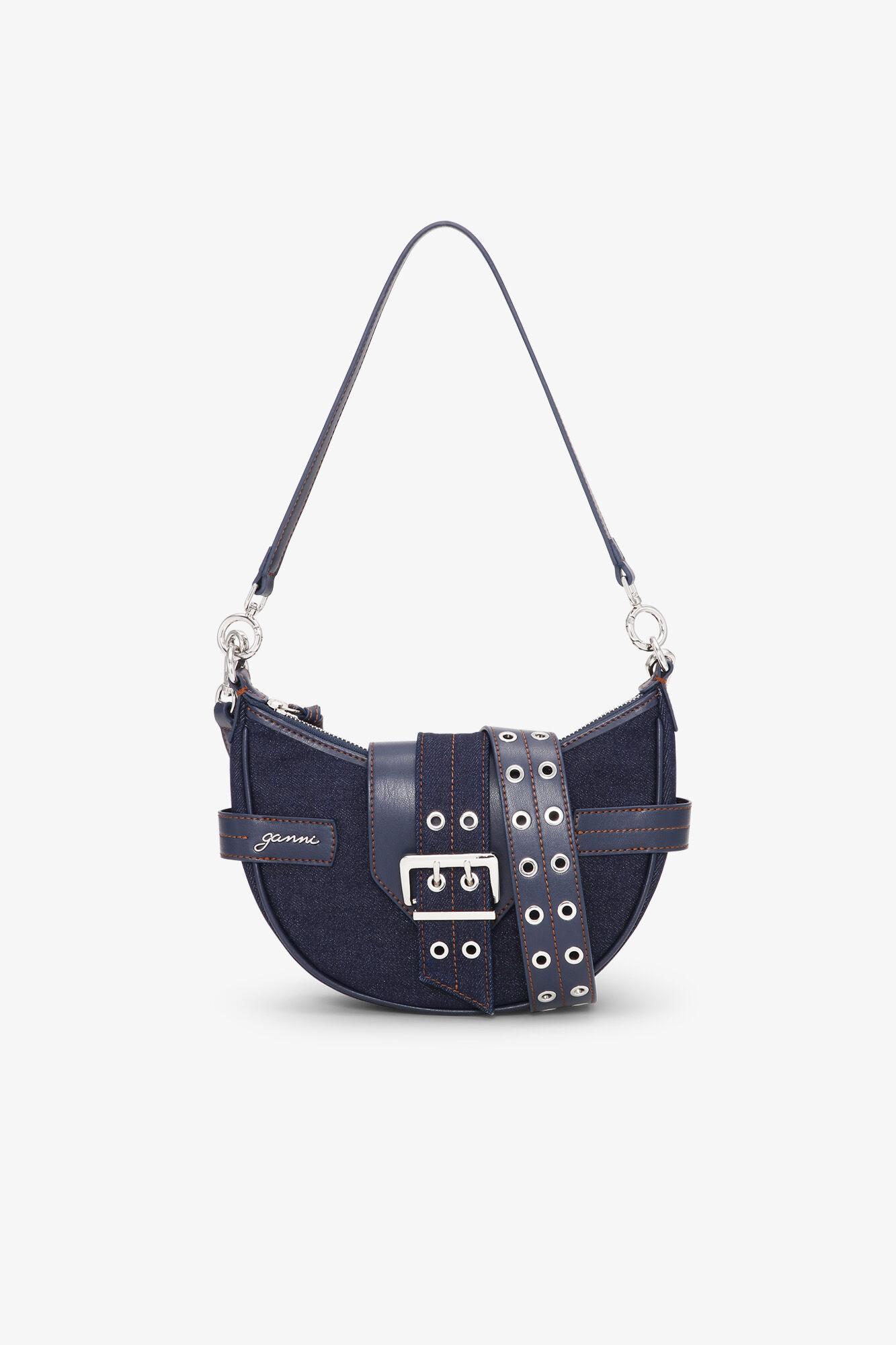 Dark Blue Denim Small Bucky Crossbody Bag Product Image