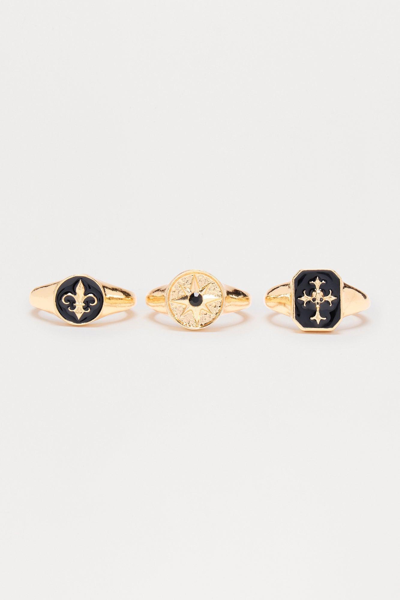 Blacked Out Stacked Rings - Gold Product Image