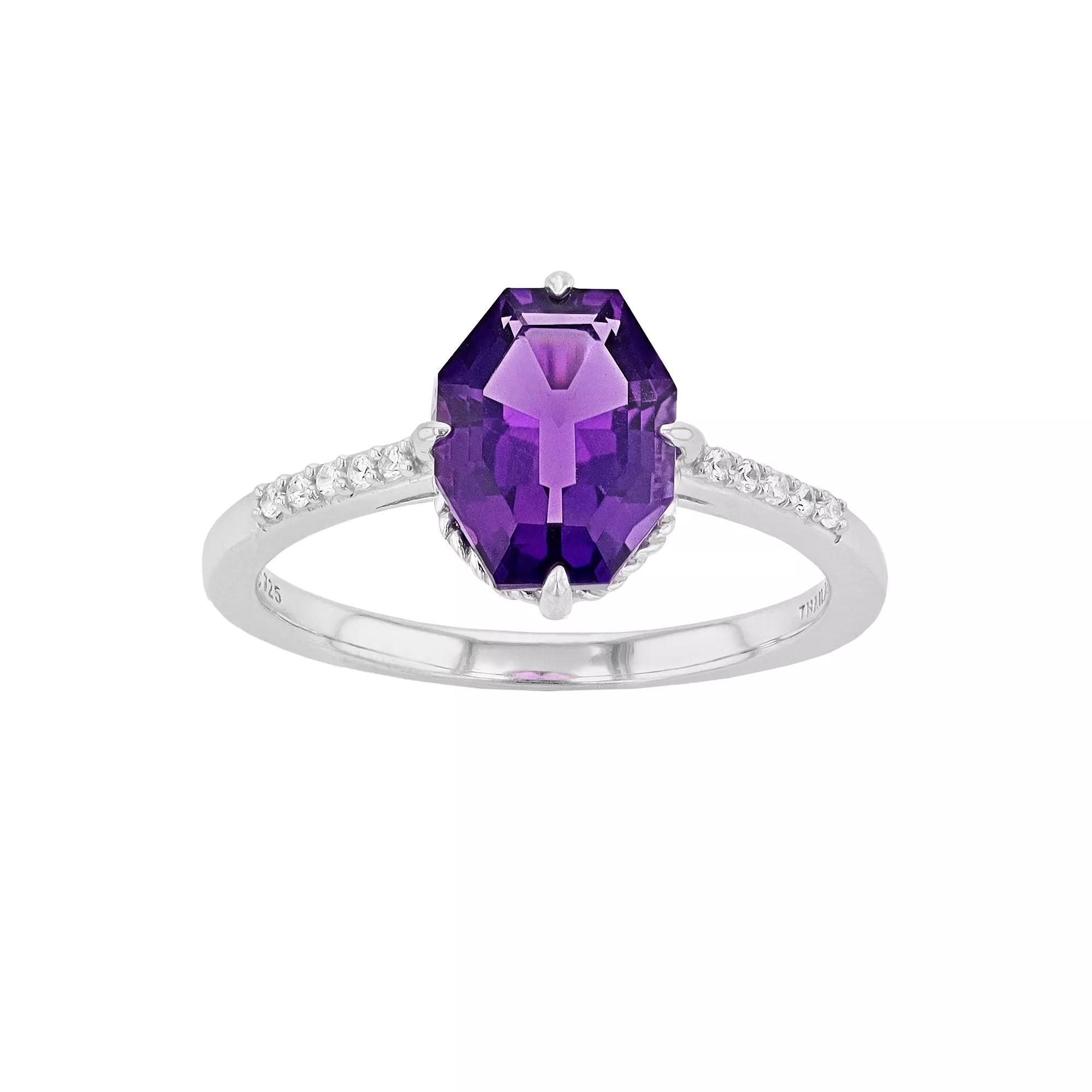 SIRI USA by TJM Sterling Silver Lab-Created Amethyst & Cubic Zirconia Statement Ring, Women's, Size: 6 Product Image