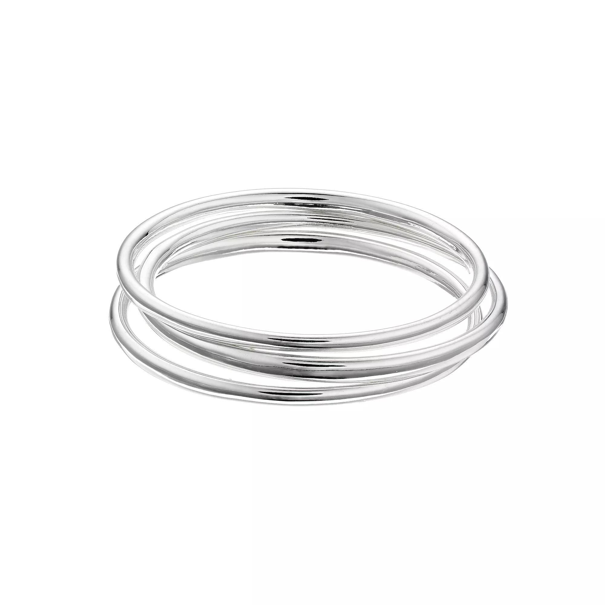 Nine West Bangle Bracelet Set, Womens, Silver Tone Product Image