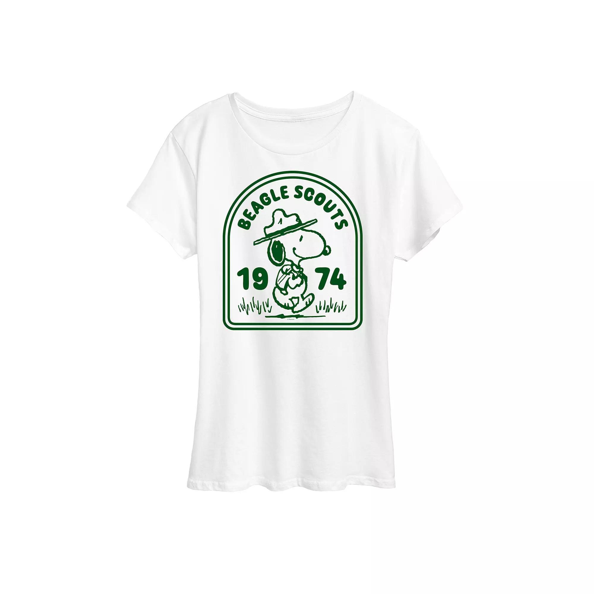 Womens Peanuts Snoopy Beagle Scouts Badge Graphic Tee Product Image