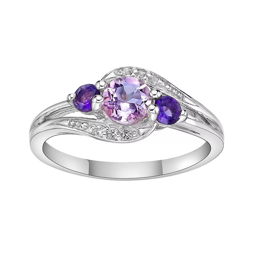 Gemminded Sterling Silver Amethyst and Lab-Created White Sapphire Ring, Women's, Size: 9 Product Image