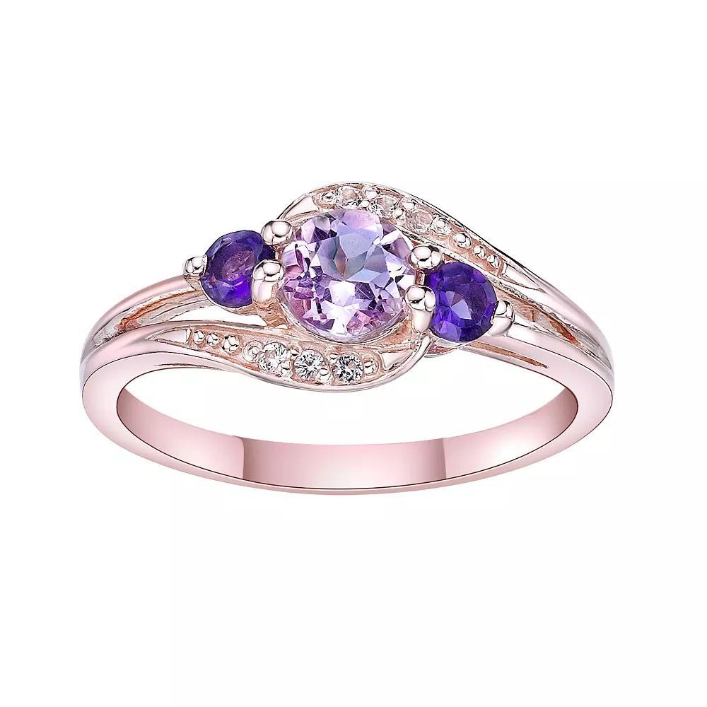 Gemminded Sterling Silver Amethyst and Lab-Created White Sapphire Ring, Women's, Size: 9 Product Image