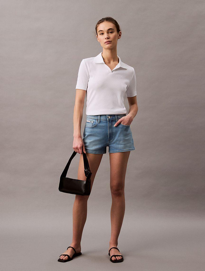 High Rise Denim Mini Shorts Product Image