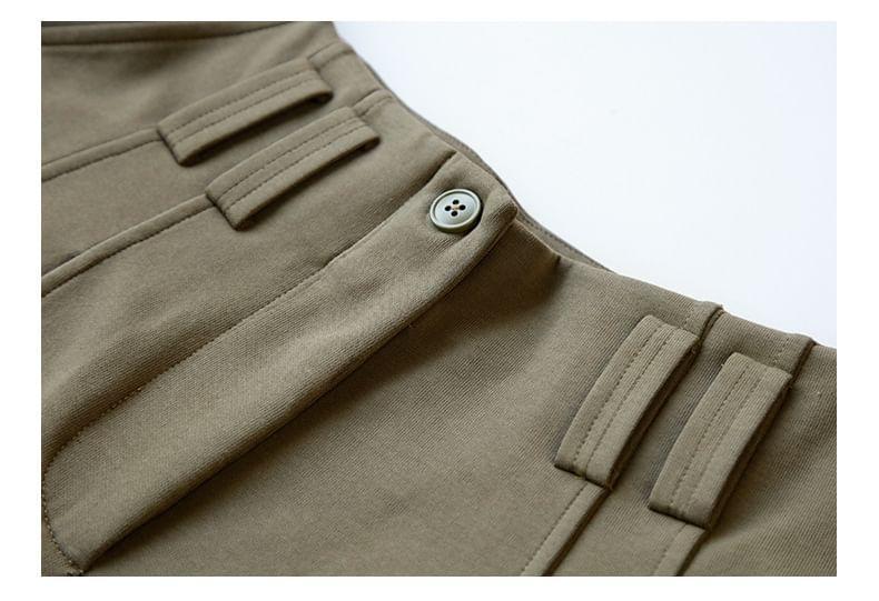 High Waist Plain Pleated Wide Leg Pants Product Image