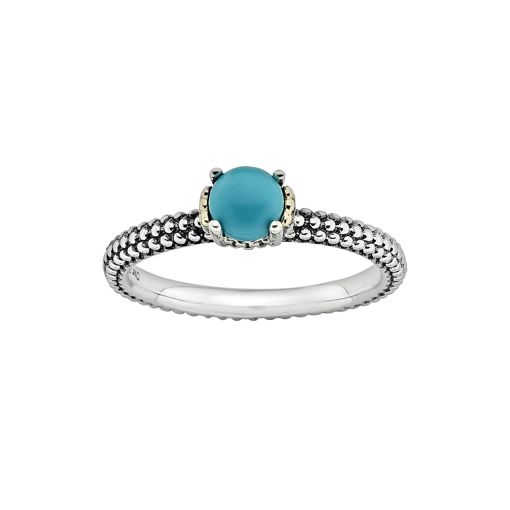 Stacks & Stones 14k Gold & Sterling Silver Simulated Turquoise Stack Ring, Women's, Size: 6, Blue Product Image