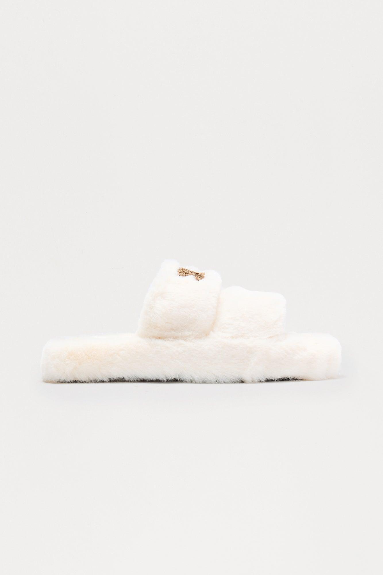 Cappuccino Faux Fur Slippers - Black Female Product Image