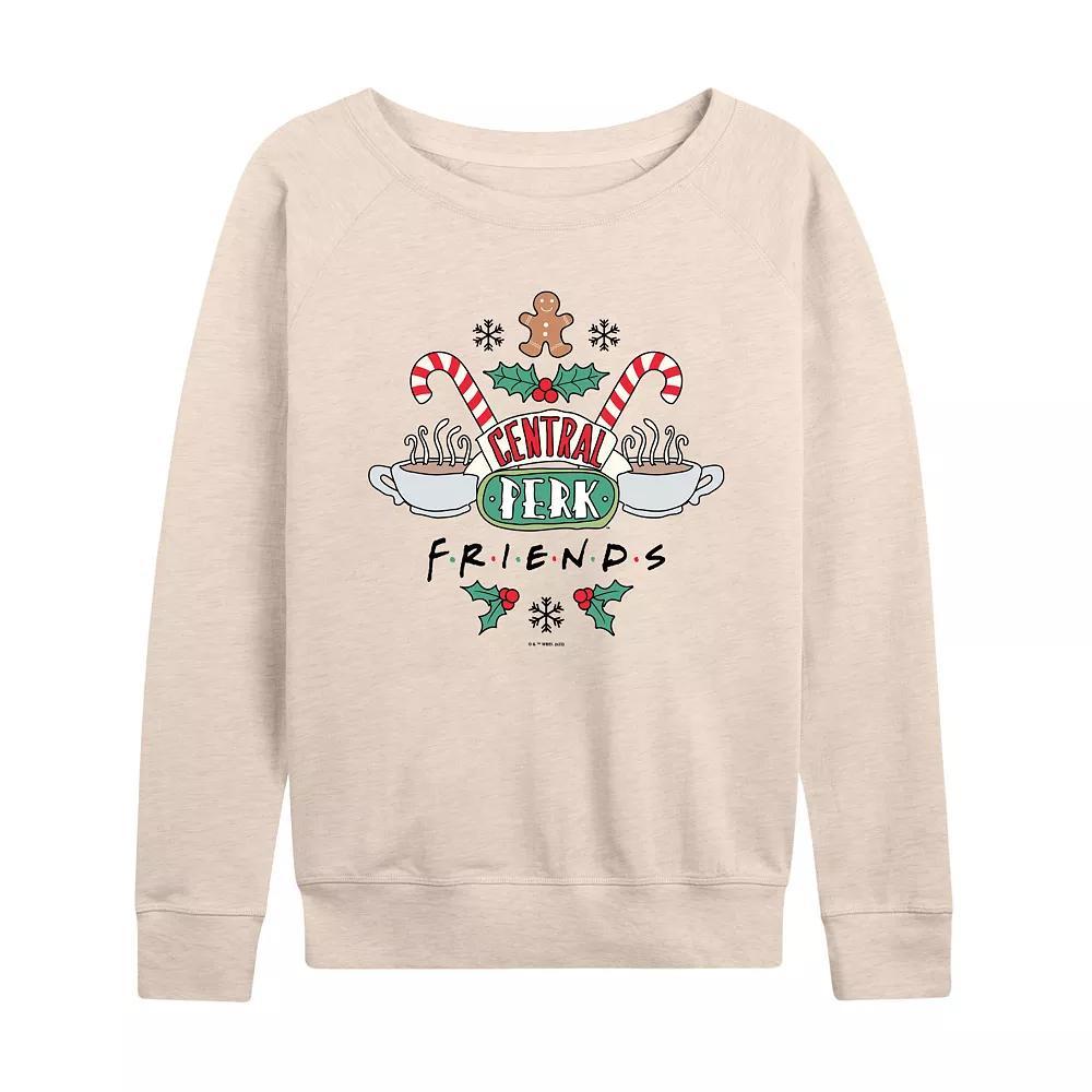 Women's Friends Holiday Central Perk French Terry Long Sleeve Tee, Size: Medium, Beige Product Image