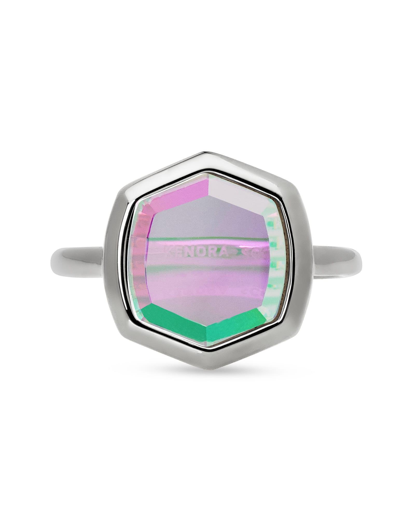 Kendra Scott Davis Sterling Silver Cocktail Ring in Gray | Labradorite | Size 5 Product Image