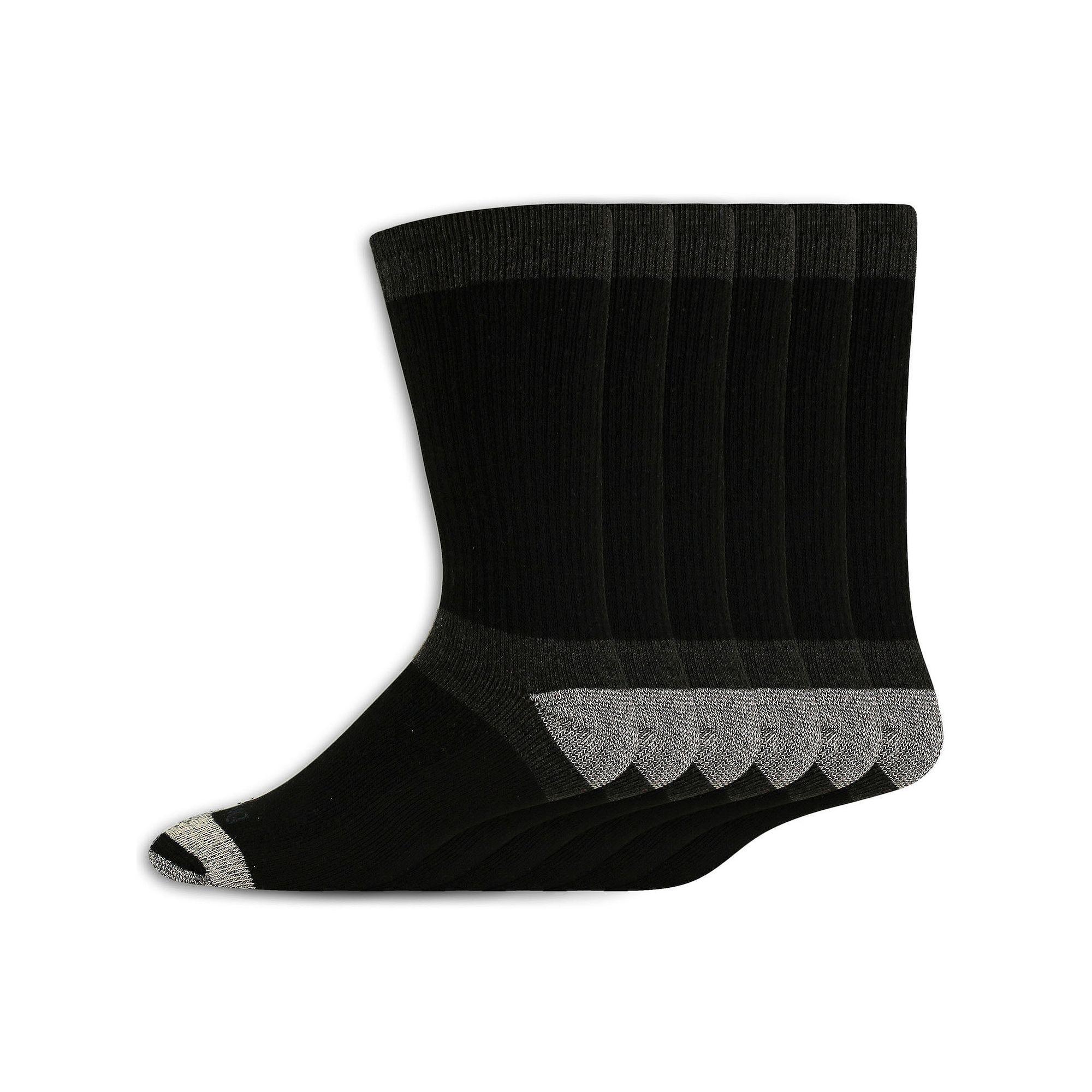 Dickies Men's 6pk Dri-Tech Max Cushion Crew Socks 6-12: Midweight, Tagless, Solid Pattern Product Image