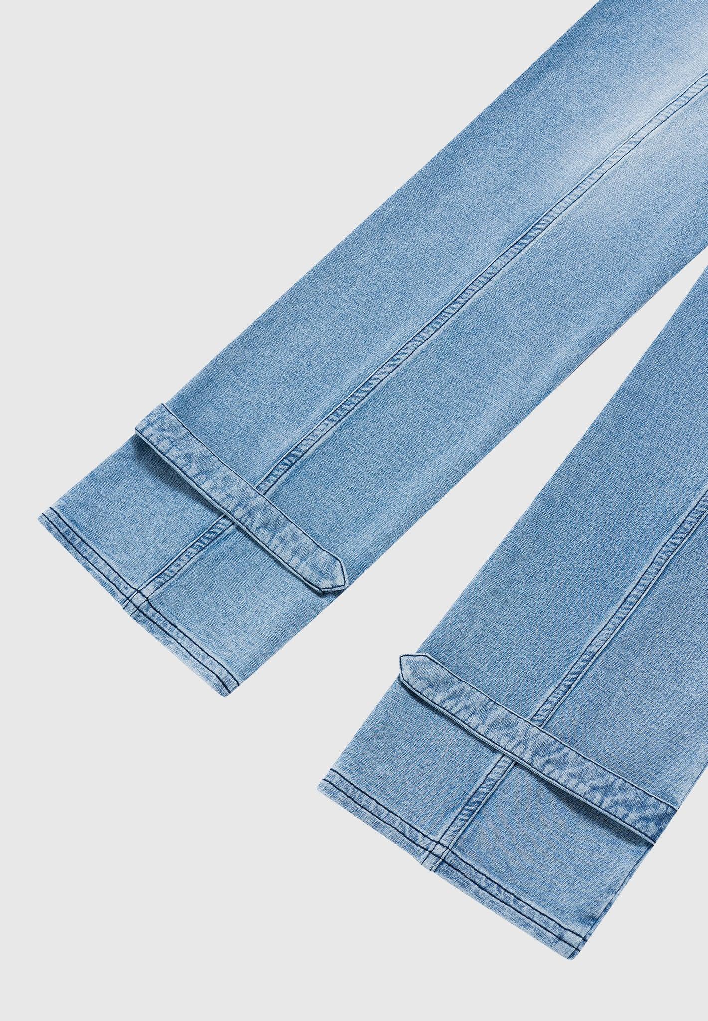 Washed Denim Jersey Joggers - Mid Blue Female Product Image