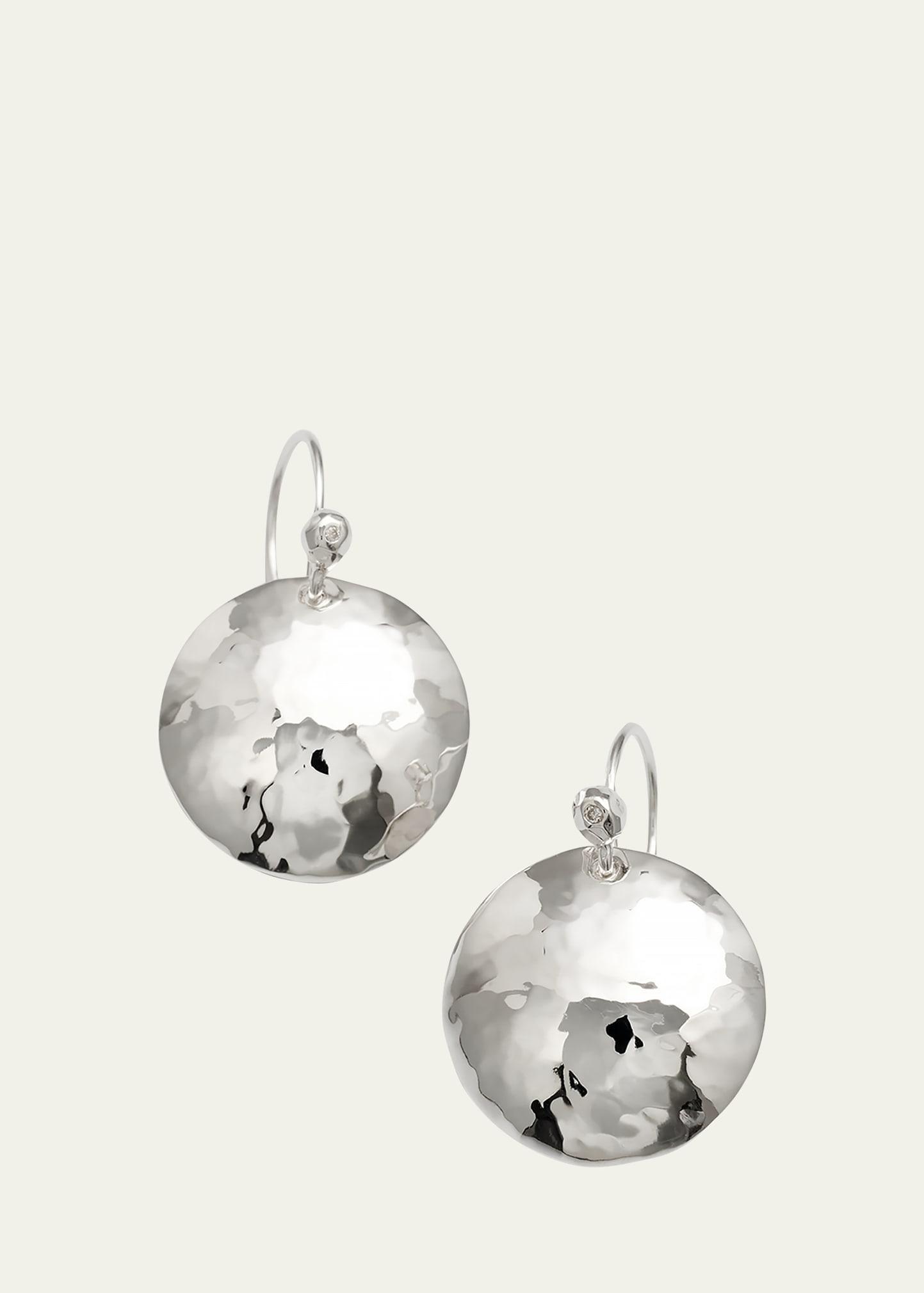 Disc Earrings in Sterling SIlver with Diamonds Product Image