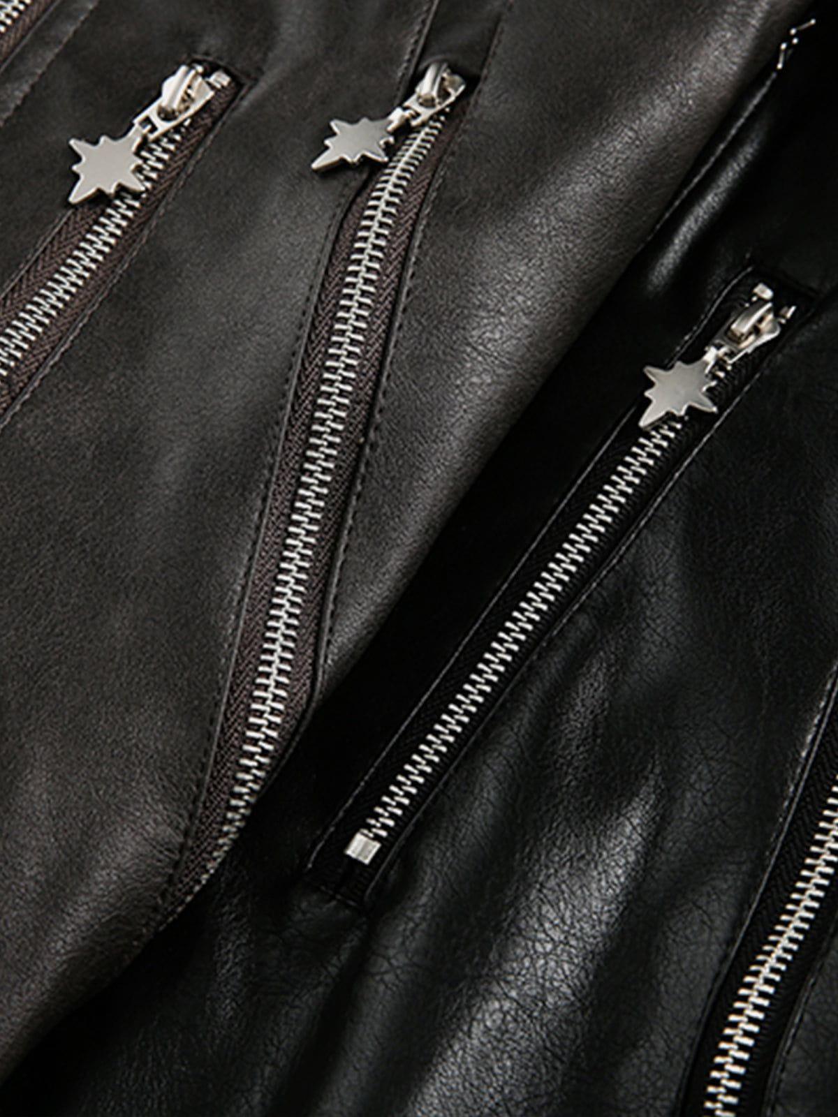 Aelfric Eden Multi Zip Up Faux Leather Jacket Product Image