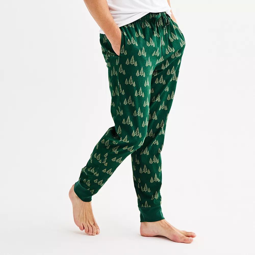 Men's Sonoma Goods For Life® Banded Bottom Flannel Pajama Pants, Size: Large, Green Pine Print Product Image